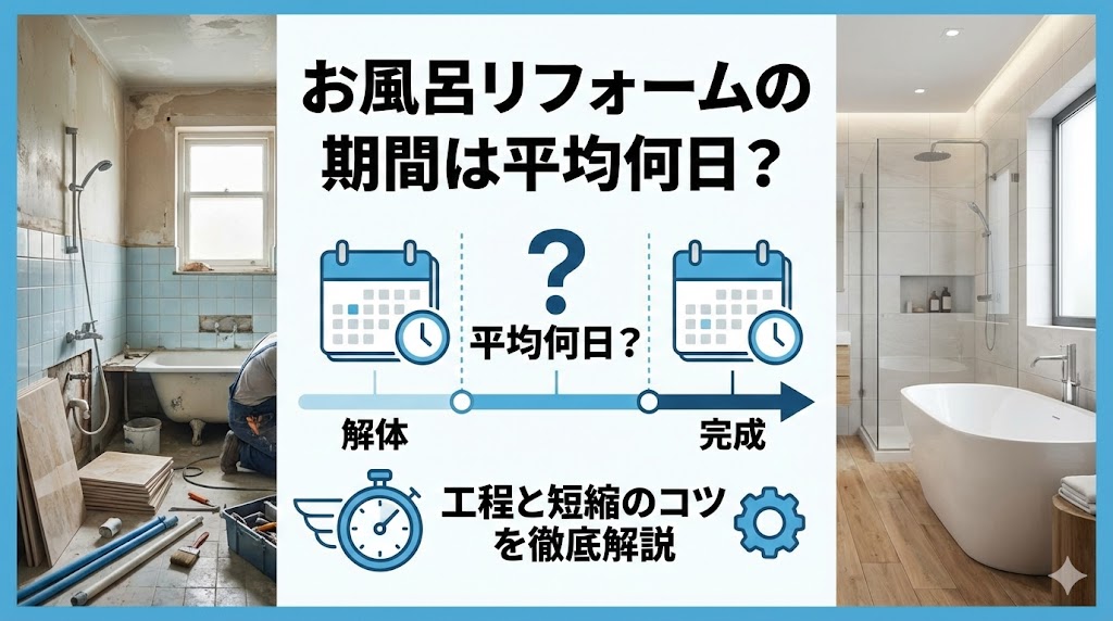 【福岡のマンション版】お風呂リフォームの期間は平均何日？工程と短縮のコツを徹底解説