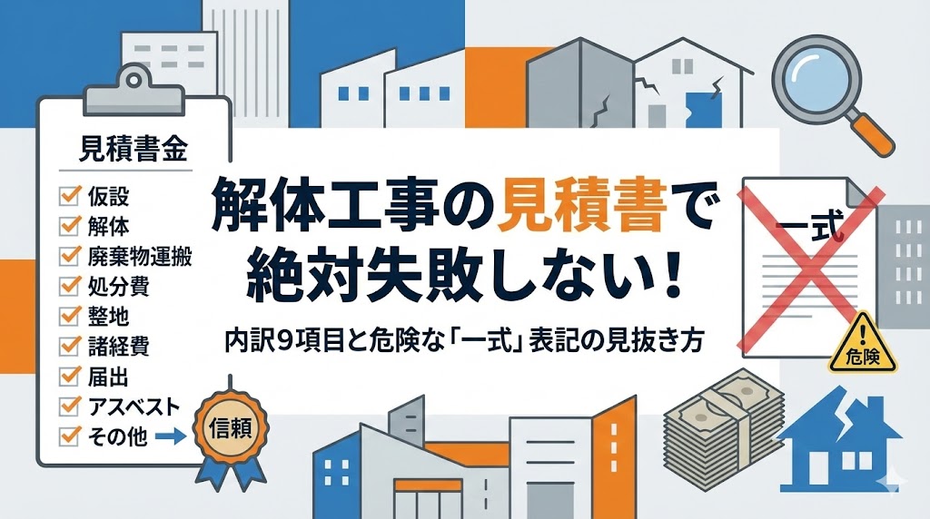 解体工事の見積書で絶対失敗しない！内訳9項目と危険な「一式」表記の見抜き方