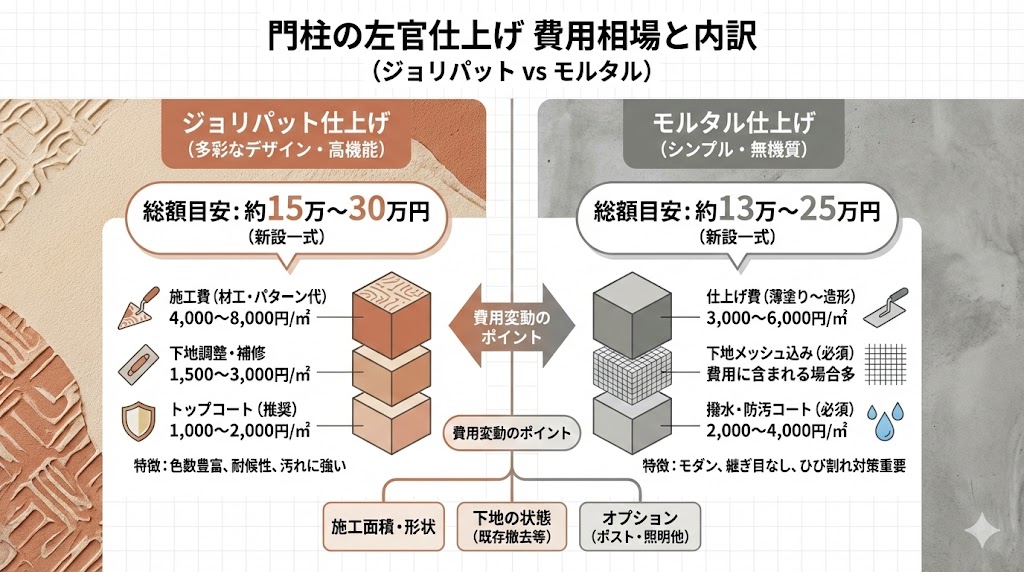 門柱の左官仕上げにかかる費用相場と内訳