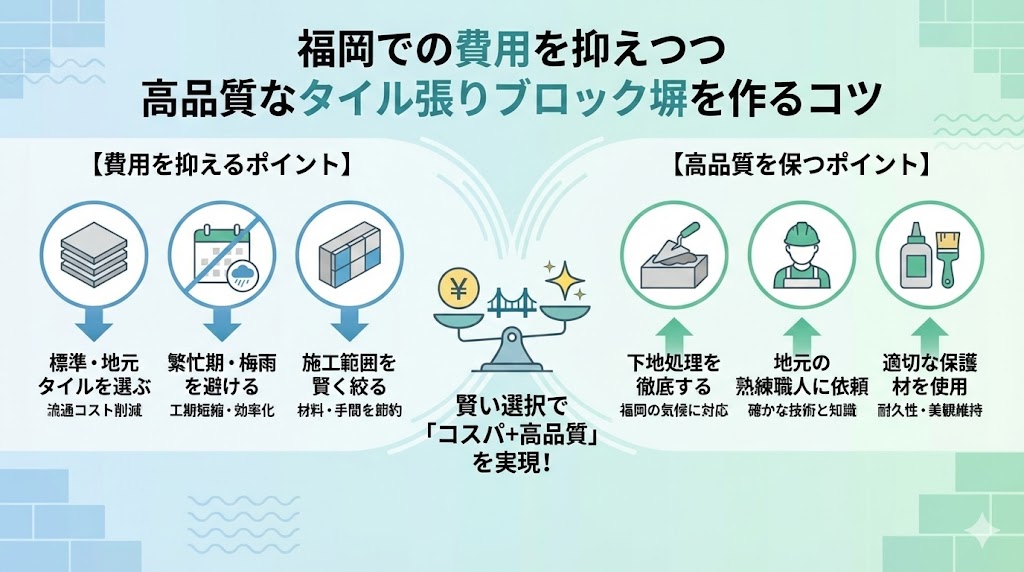福岡での費用を抑えつつ高品質なタイル張りブロック塀を作るコツ