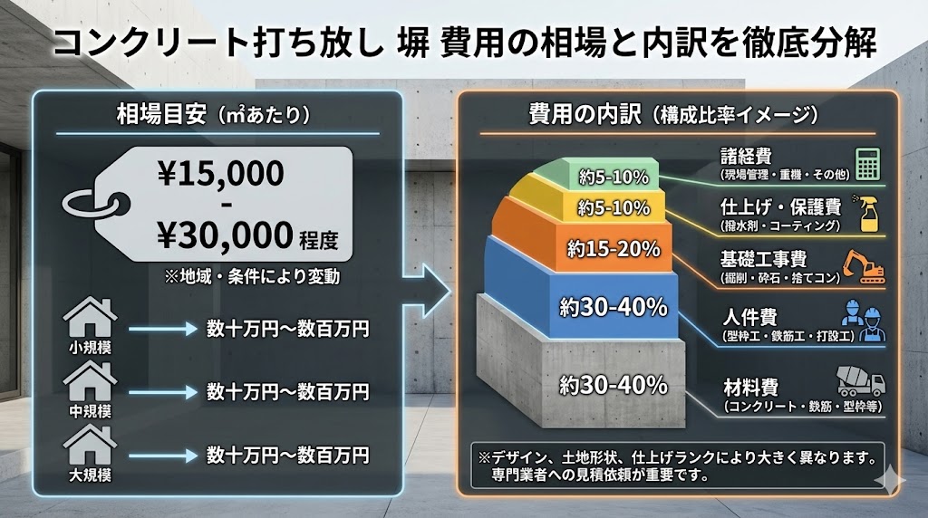 コンクリート打ち放し 塀 費用の相場と内訳を徹底分解