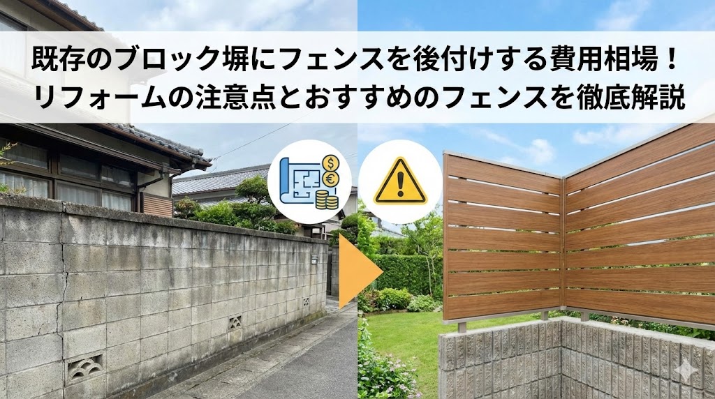 【福岡版】既存のブロック塀にフェンスを後付けする費用相場！リフォームの注意点とおすすめのフェンスを徹底解説