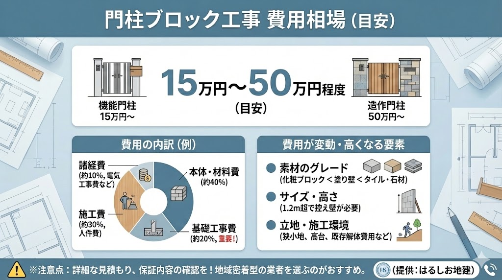 門柱ブロック工事の費用相場【福岡版】