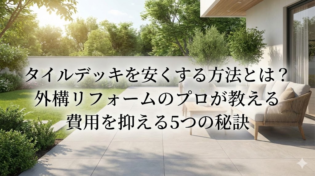 【福岡版】タイルデッキを安くする方法とは？外構リフォームのプロが教える費用を抑える5つの秘訣