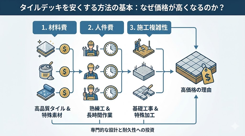 タイルデッキを安くする方法の基本：なぜ価格が高くなるのか？