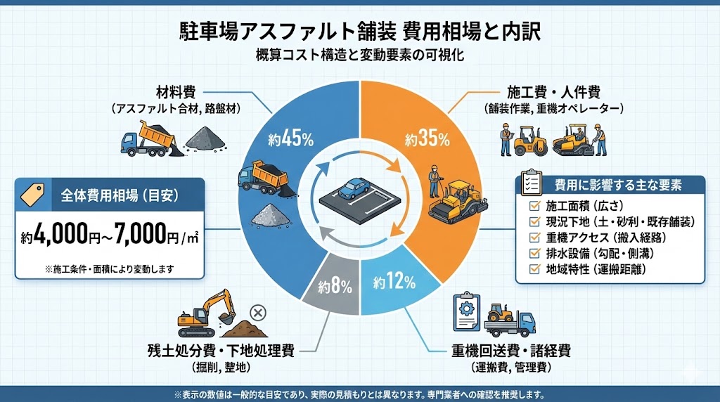 駐車場をアスファルトにする費用相場と内訳