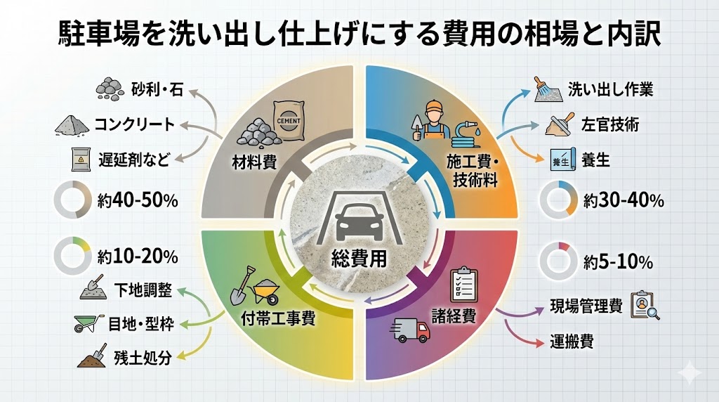 駐車場を洗い出し仕上げにする費用の相場と内訳