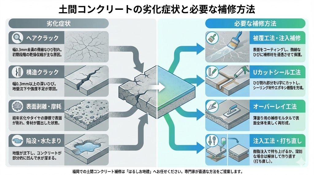 土間コンクリートの劣化症状と必要な補修方法