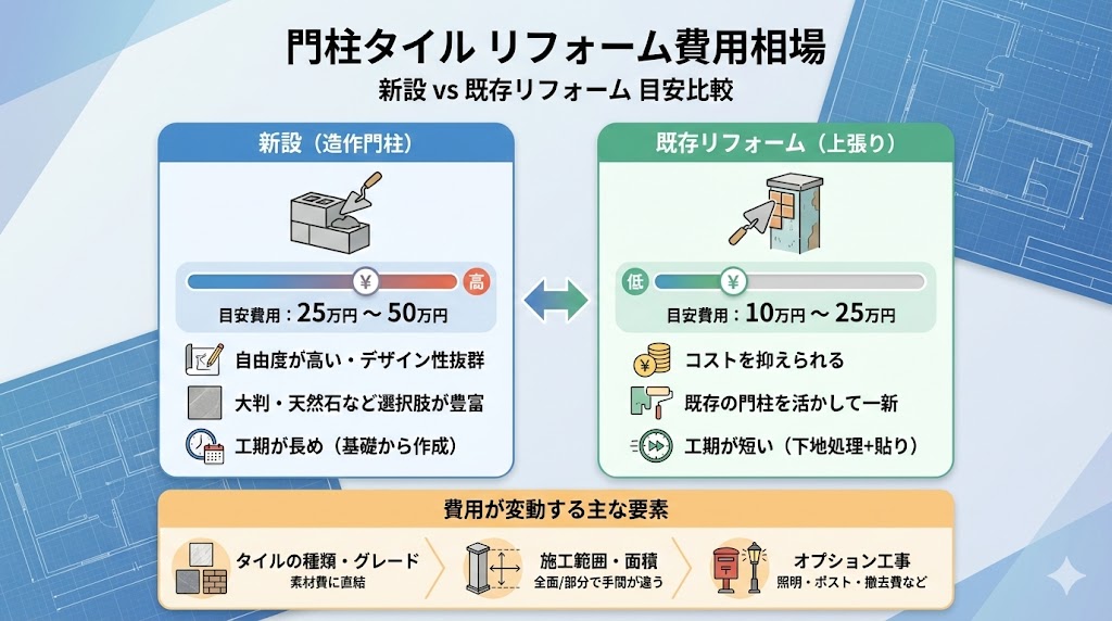 門柱タイルの費用相場は？福岡でのリフォーム目安