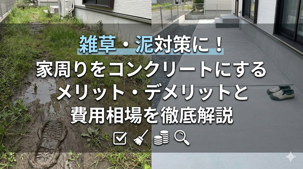 福岡の雑草・泥対策に！家周りをコンクリートにするメリット・デメリットと費用相場を徹底解説