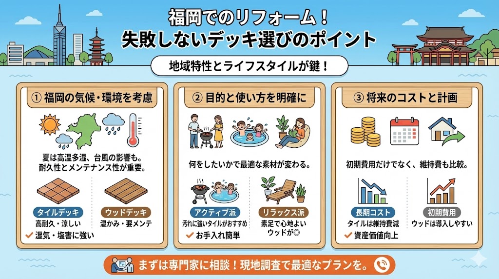 福岡でのリフォーム!失敗しないデッキ選びのポイント