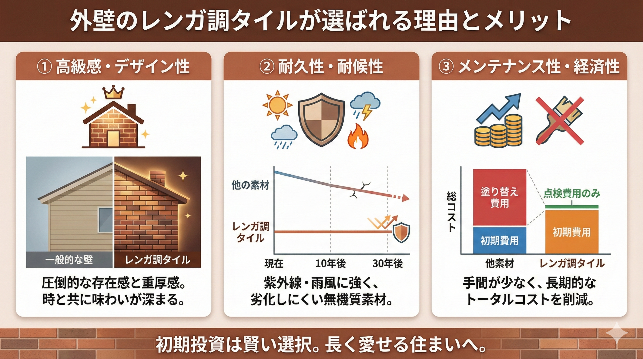 外壁のレンガ調タイルが選ばれる理由とメリット