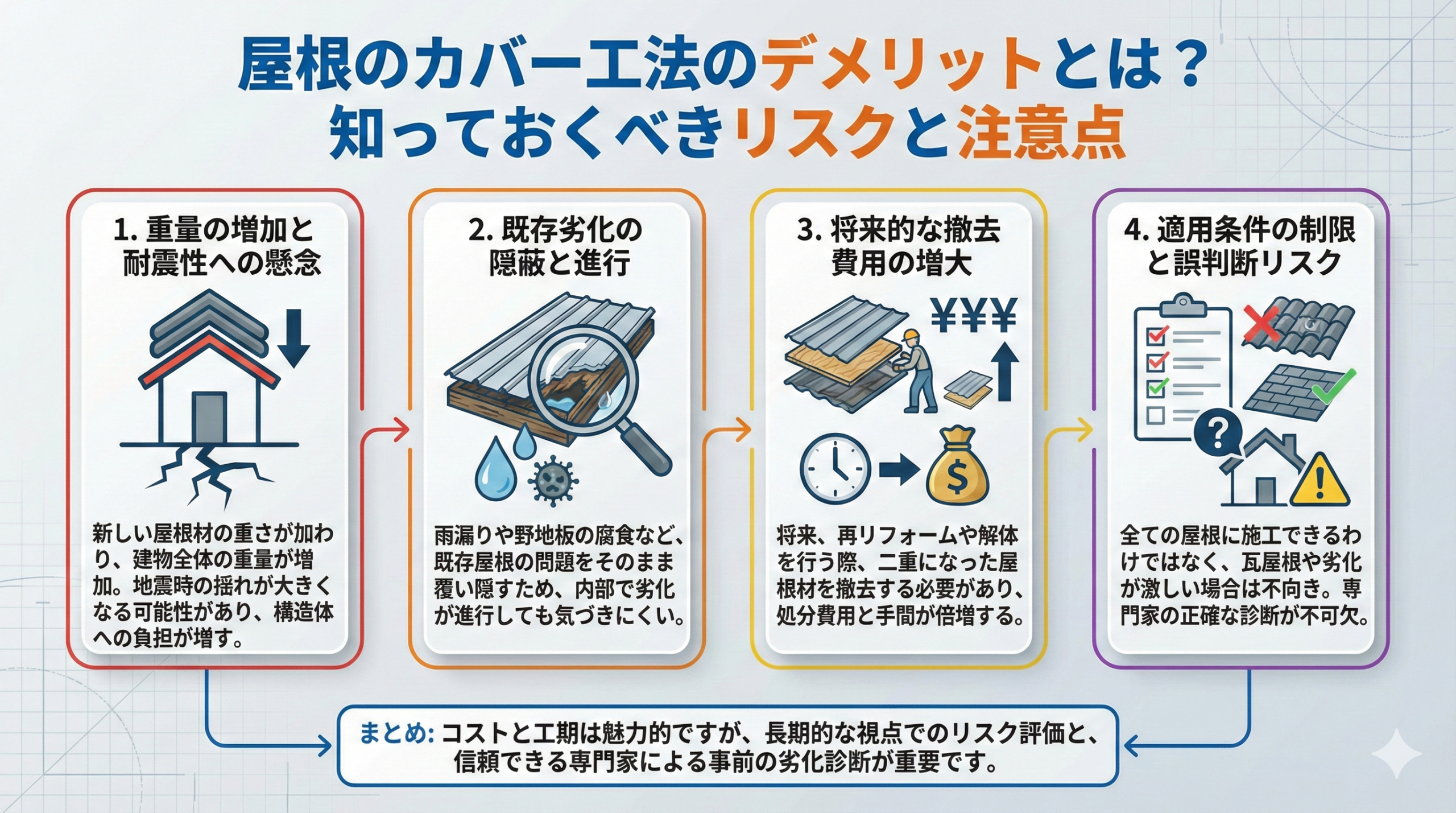 屋根のカバー工法のデメリットとは?知っておくべきリスクと注意点