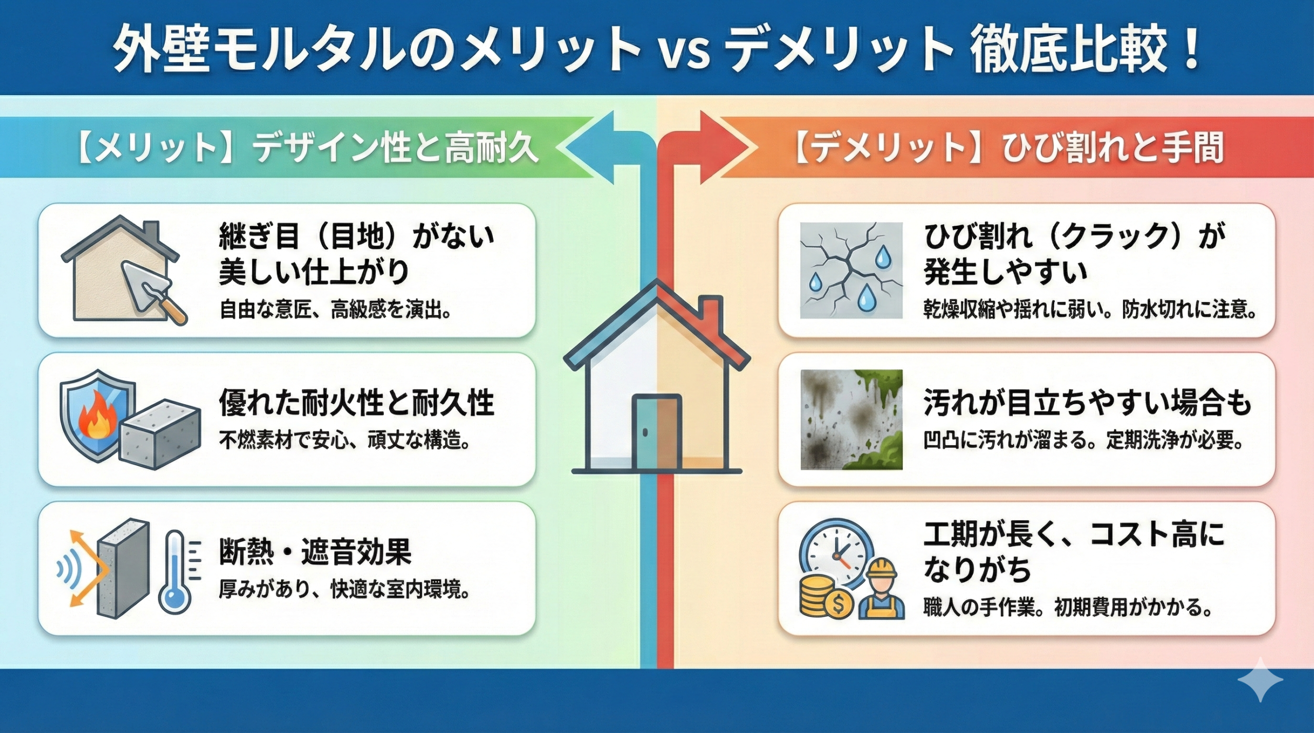 外壁にモルタルを選ぶメリットとデメリット