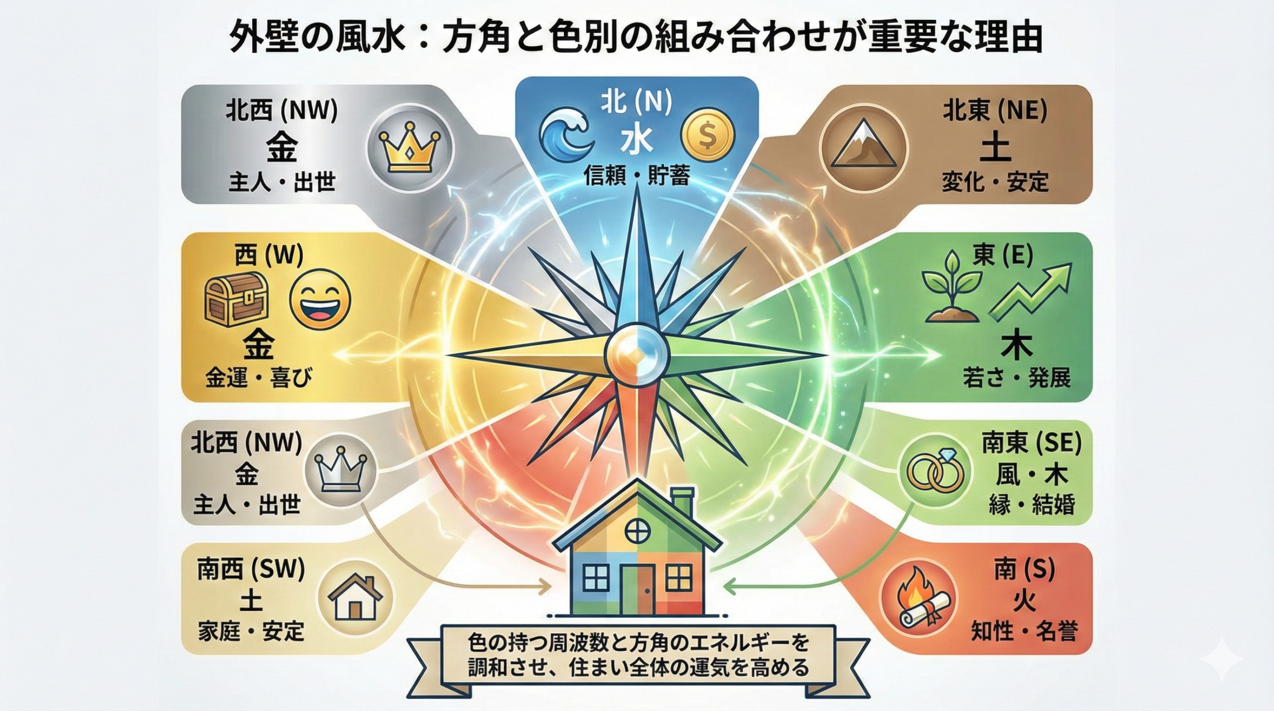 外壁の風水において方角と色別の組み合わせが重要な理由