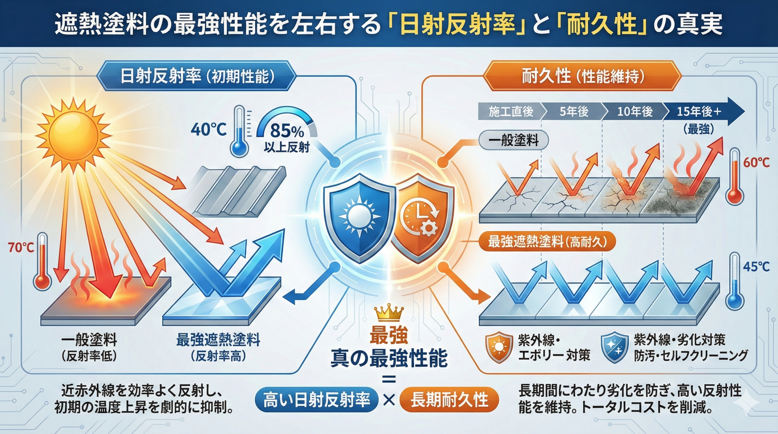 遮熱塗料の最強性能を左右する「日射反射率」と「耐久性」の真実