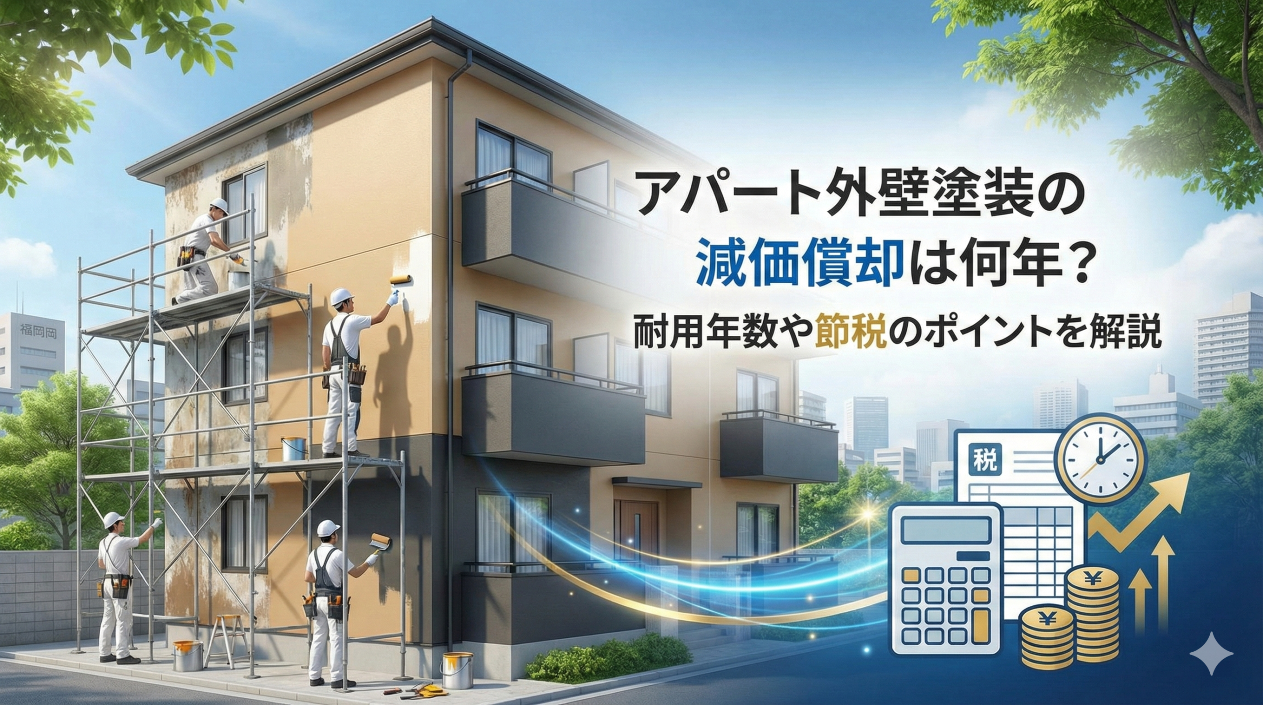 【福岡版】アパート外壁塗装の減価償却は何年？耐用年数や節税のポイントを解説