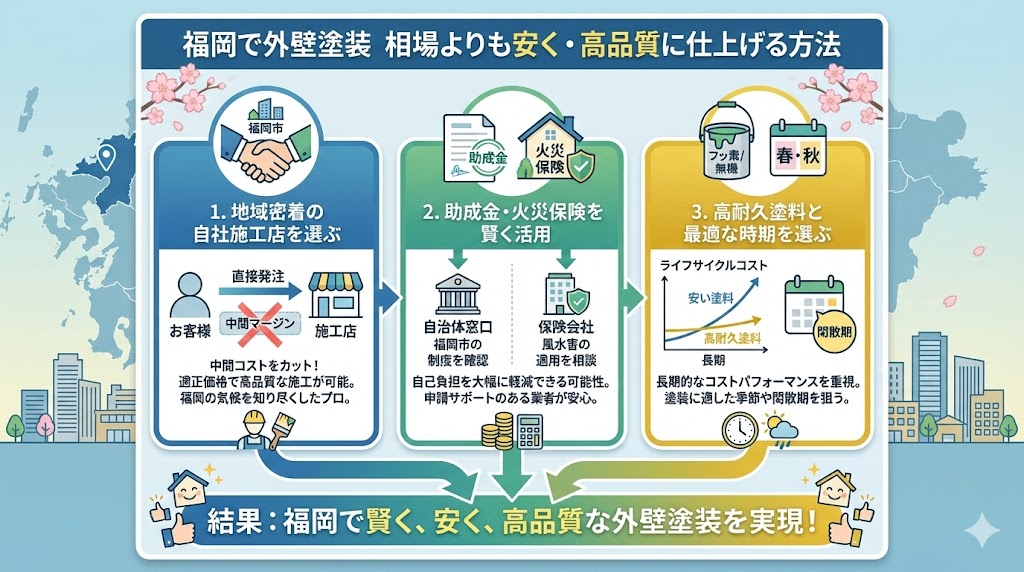 福岡で外壁塗装 相場よりも安く・高品質に仕上げる方法