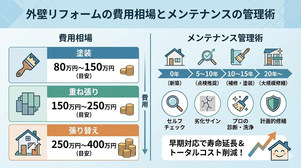 外壁リフォームの費用相場とメンテナンスの管理術