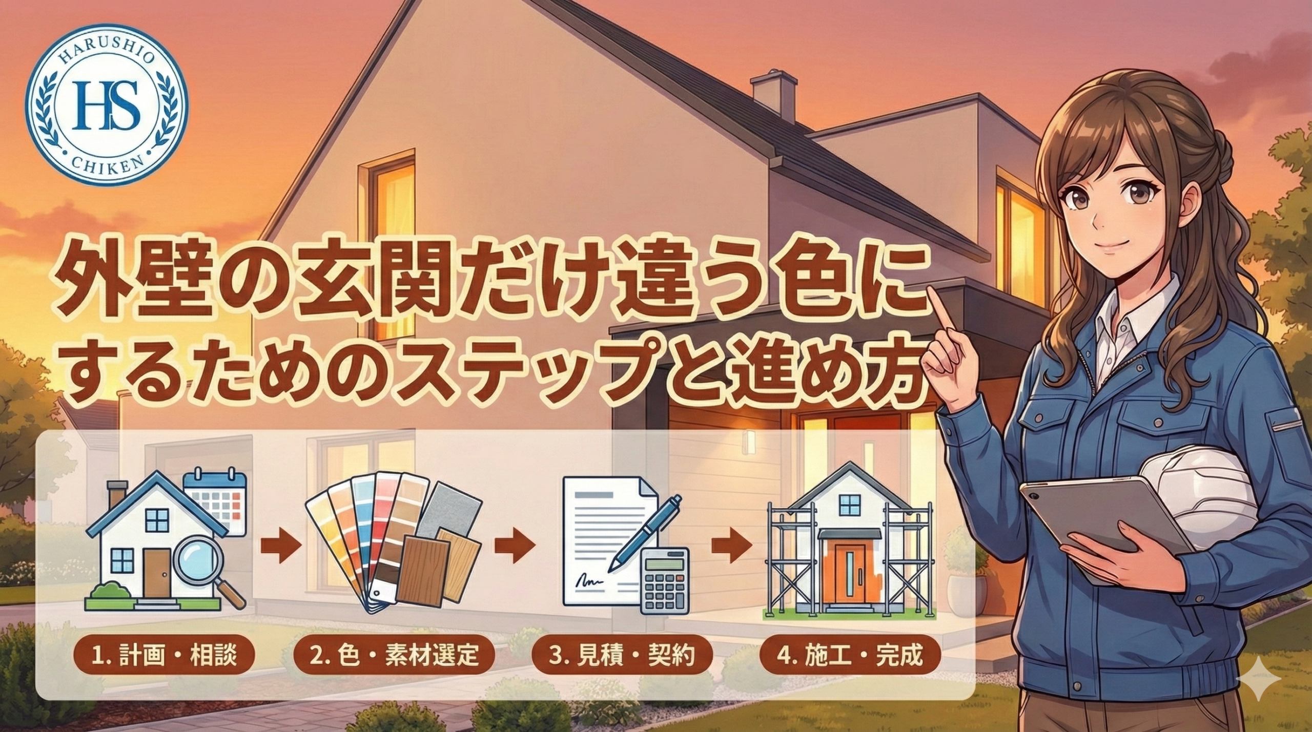 外壁の玄関だけ違う色にするためのステップと進め方