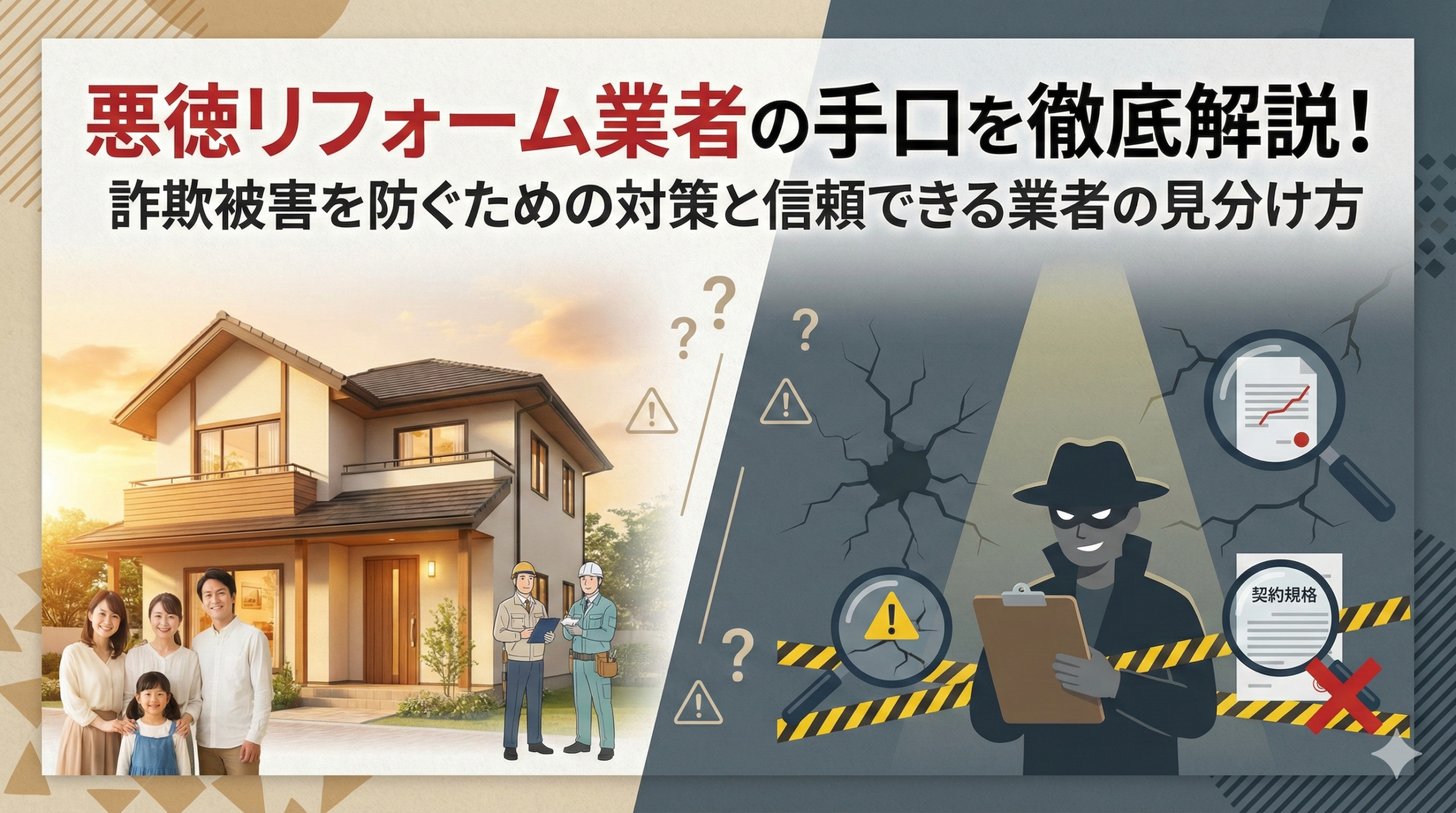 悪徳リフォーム業者の手口を徹底解説！詐欺被害を防ぐための対策と信頼できる業者の見分け方