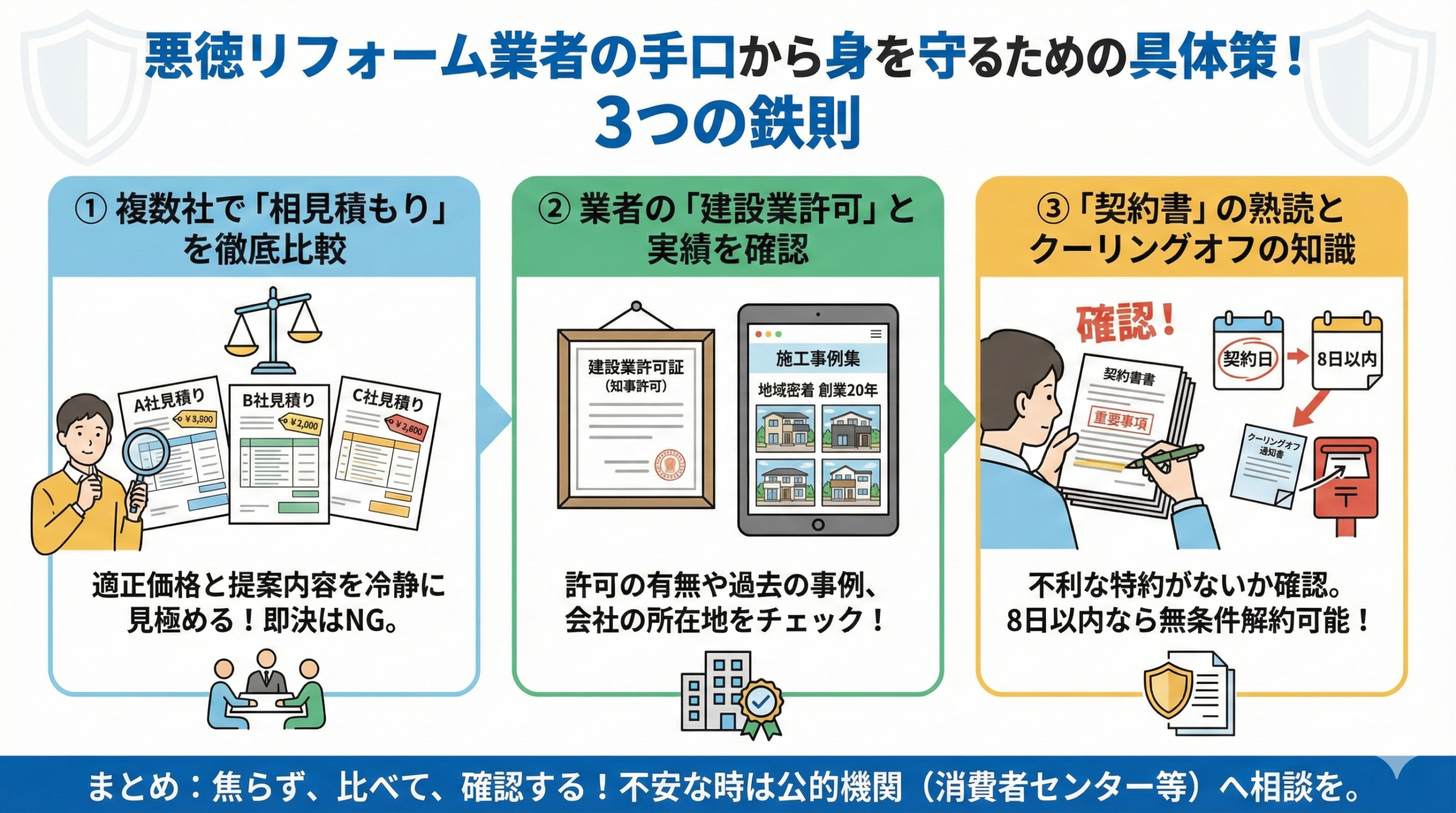 悪徳リフォーム業者の手口から身を守るための具体策