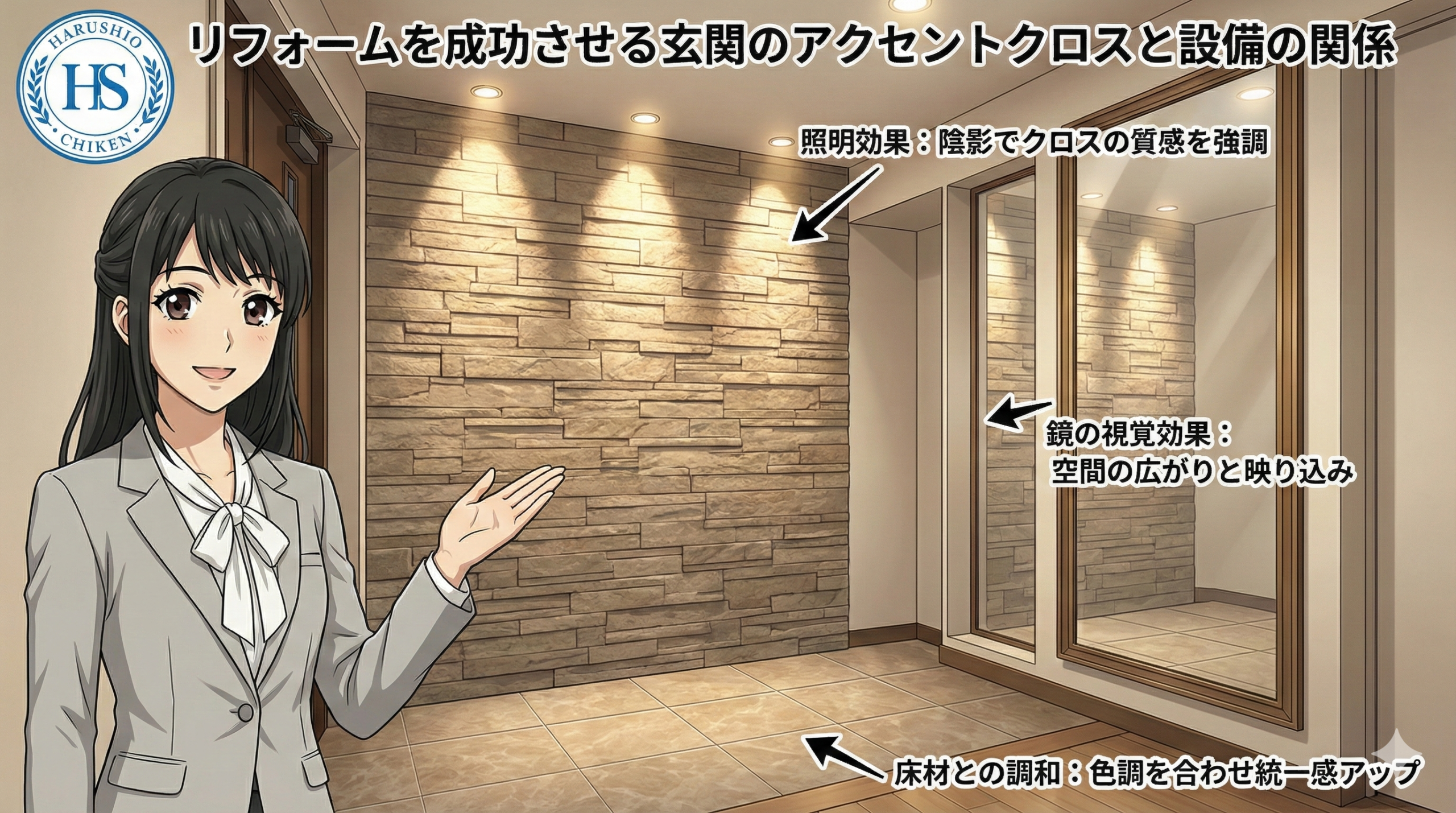 リフォームを成功させる玄関のアクセントクロスと設備の関係