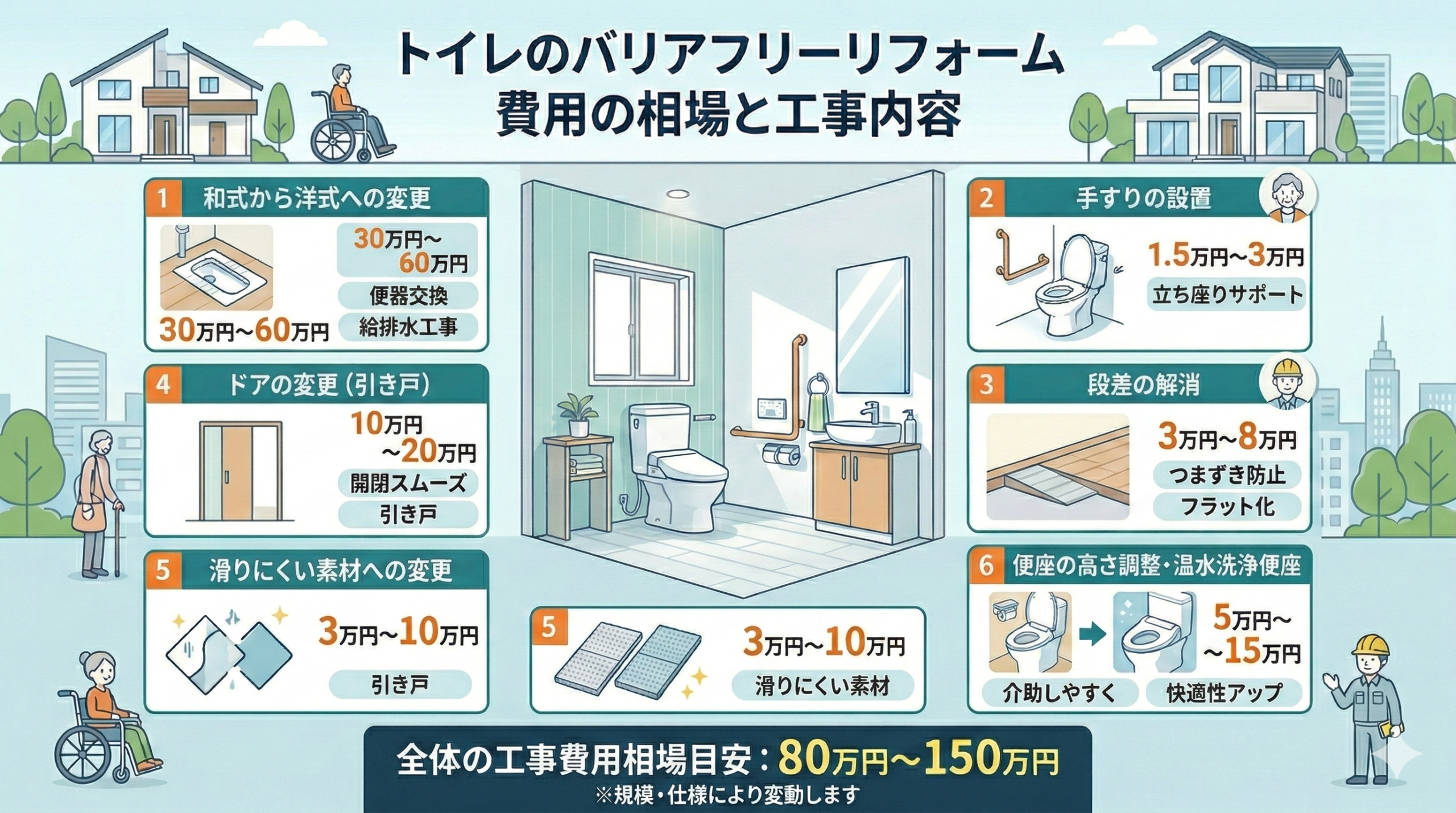 トイレのバリアフリーリフォーム費用の相場と工事内容