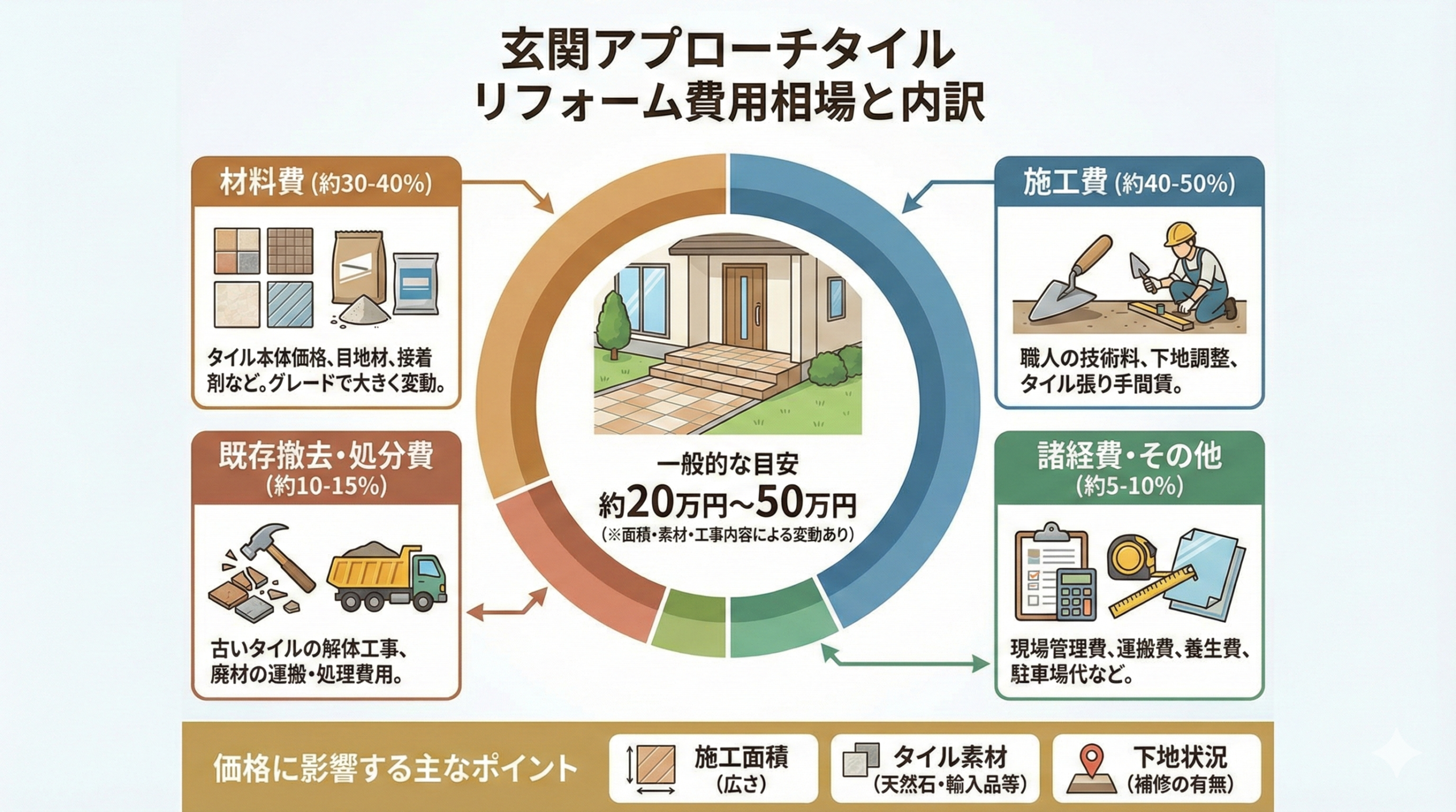 玄関アプローチタイルの費用相場と内訳