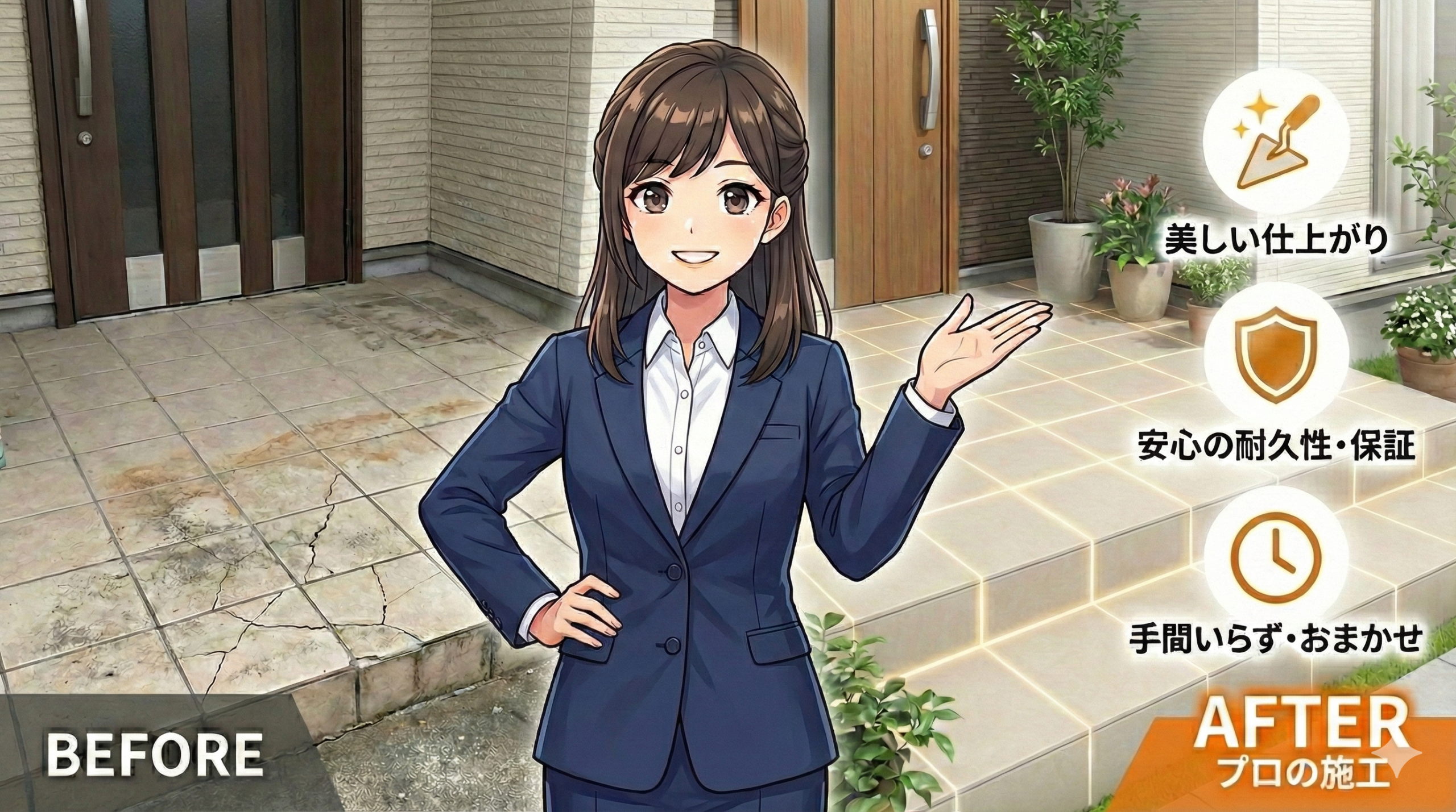 福岡で玄関ポーチのタイルの張り替えを業者に依頼するメリット