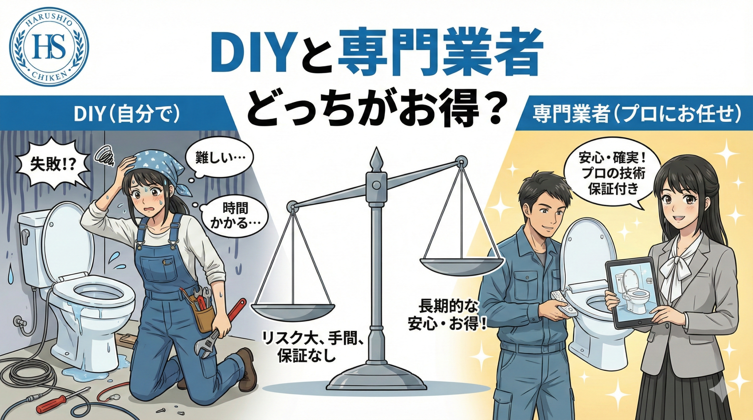 DIYと専門業者（はるしお地建）への依頼どっちがお得？