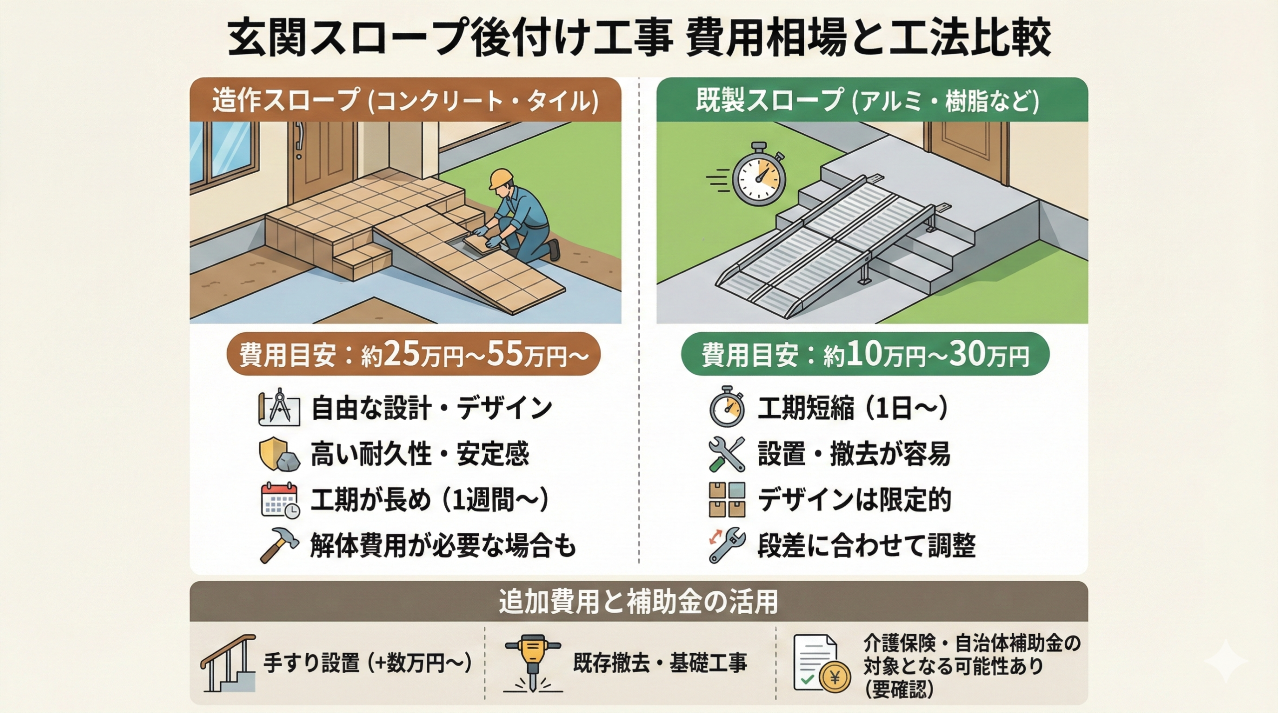 玄関スロープの後付け工事の費用相場