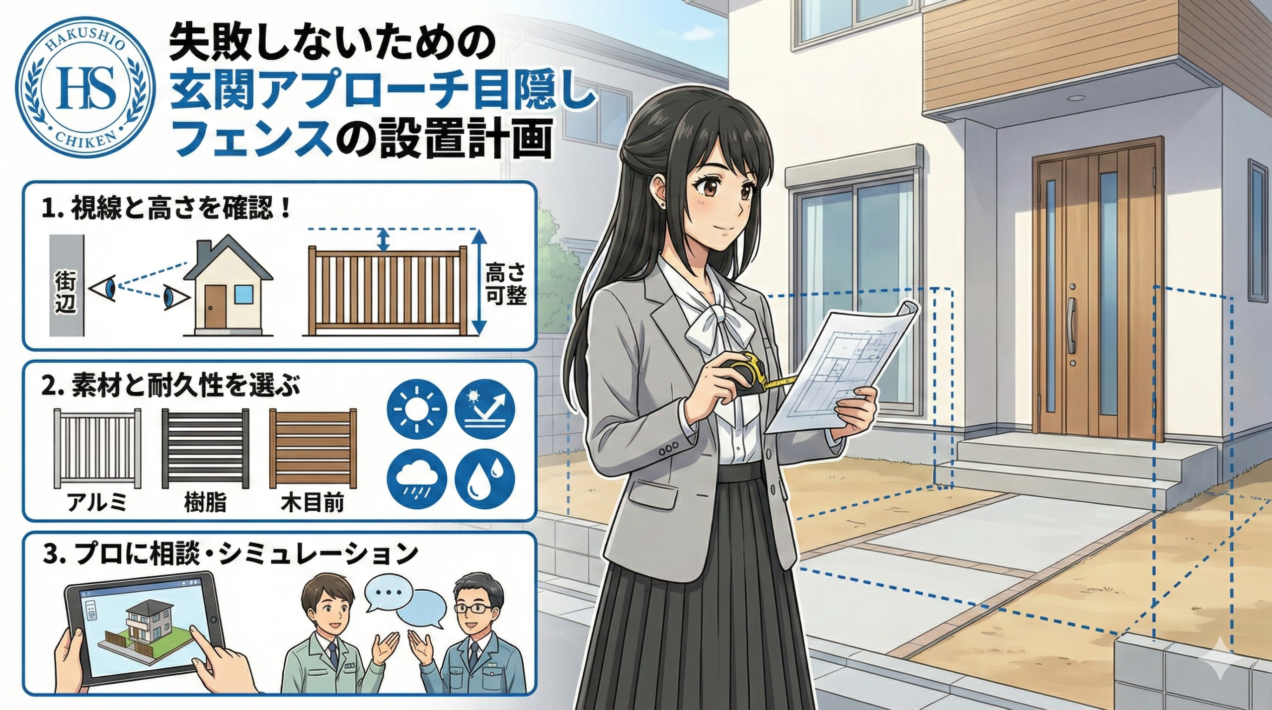 失敗しないための玄関アプローチ目隠しフェンスの設置計画