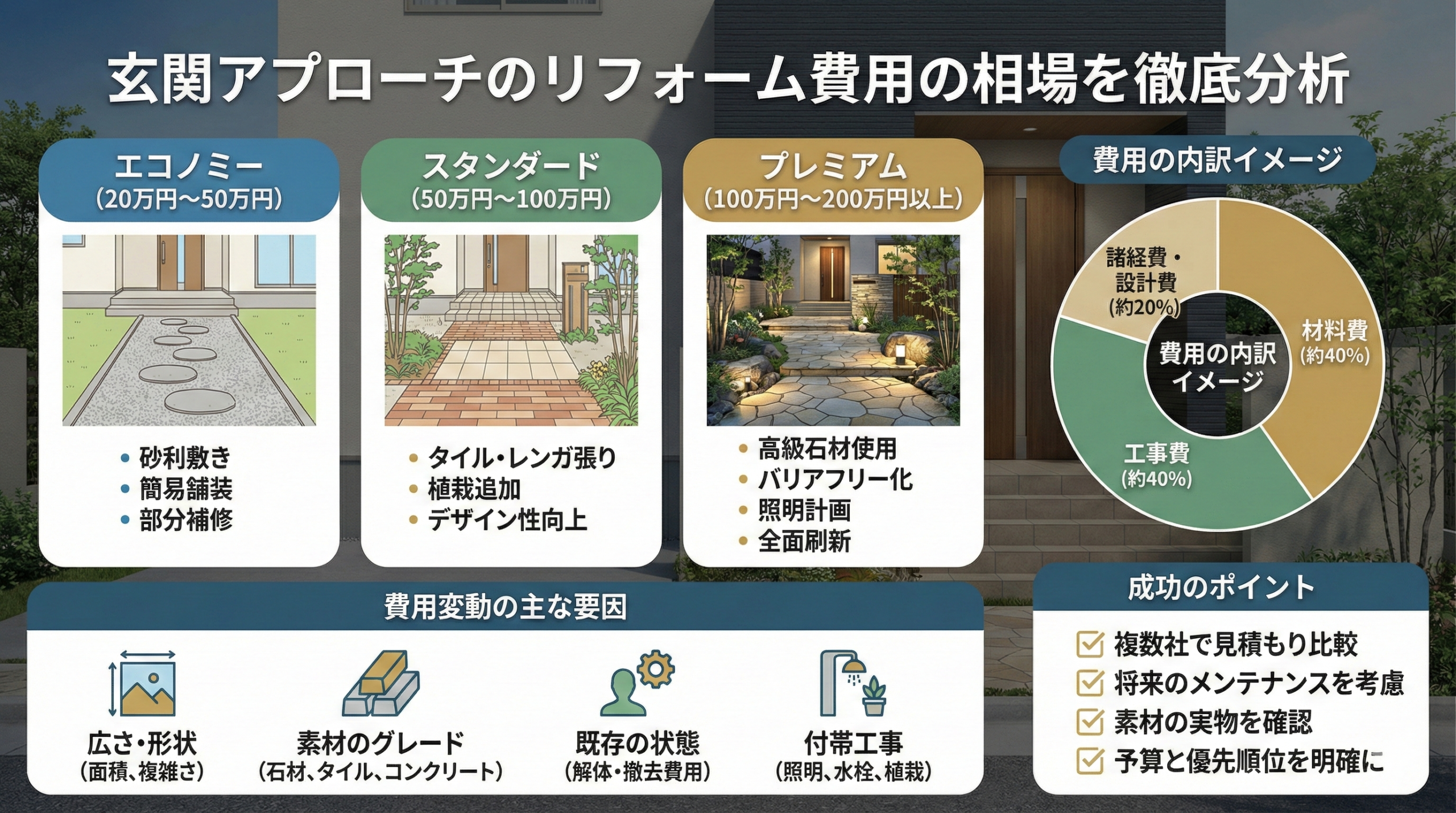 玄関アプローチのリフォーム費用の相場を徹底分析
