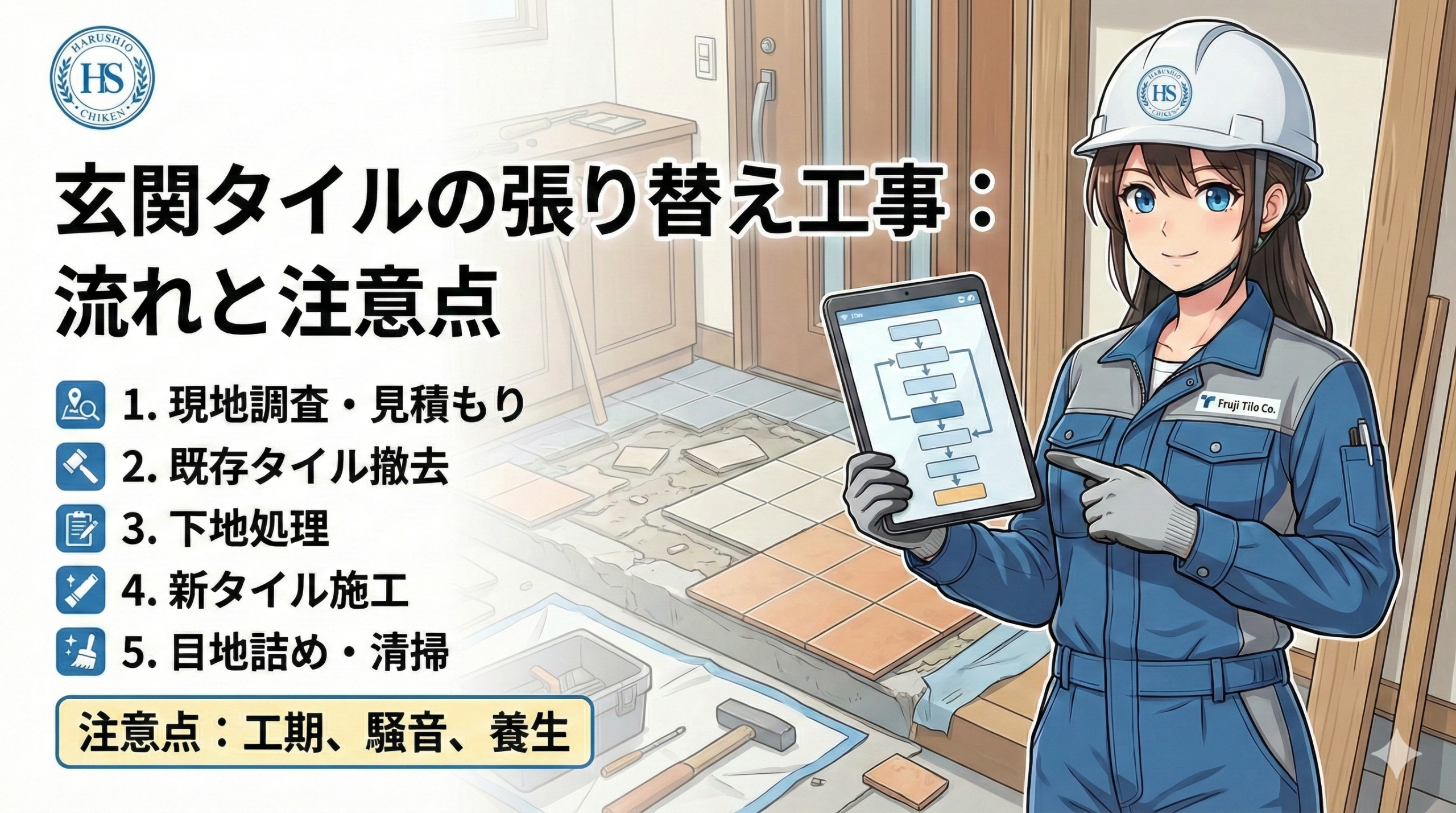玄関タイルの張り替え業者が教える工事の流れと注意点