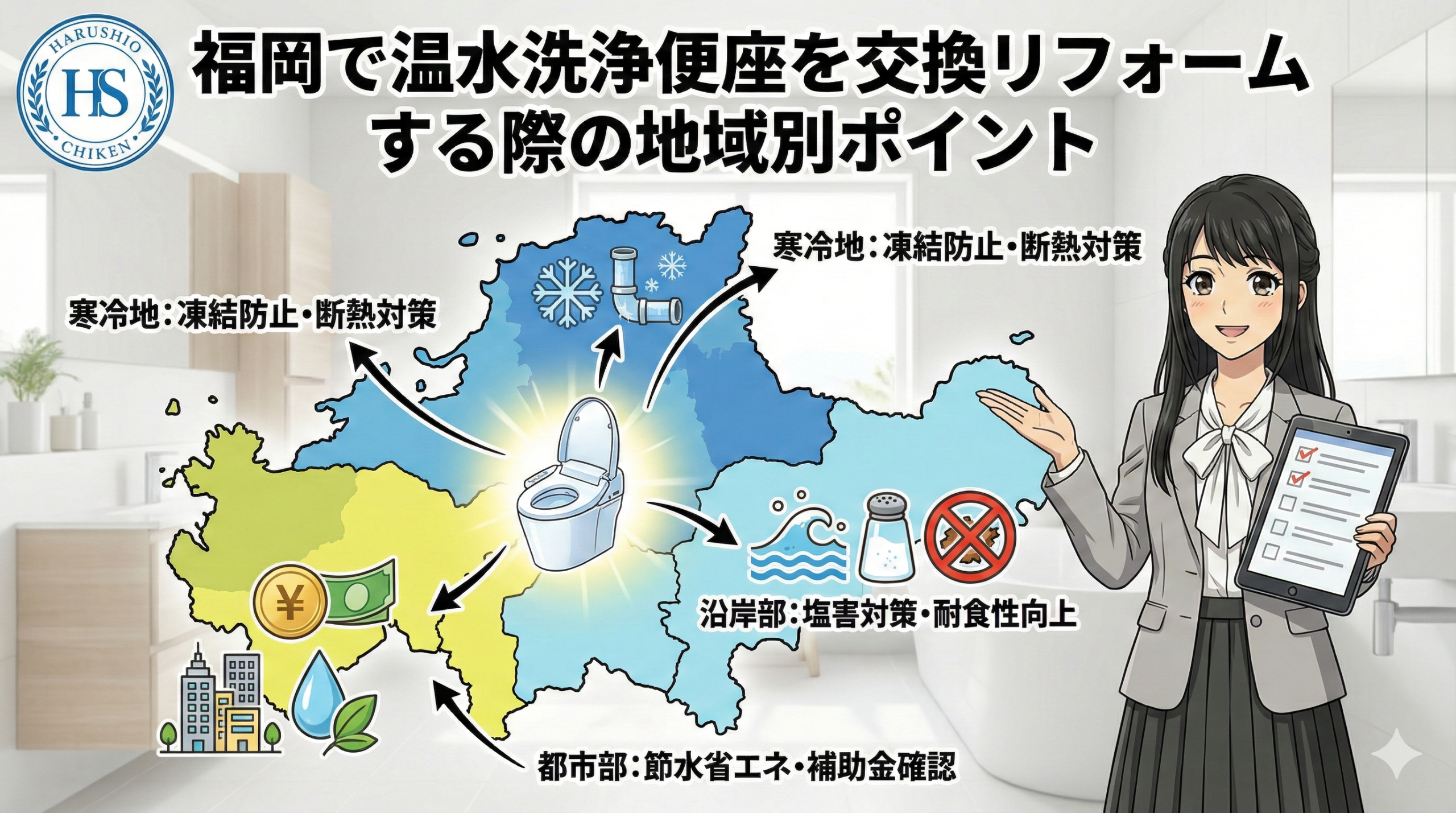 福岡で温水洗浄便座を交換リフォームする際の地域別ポイント