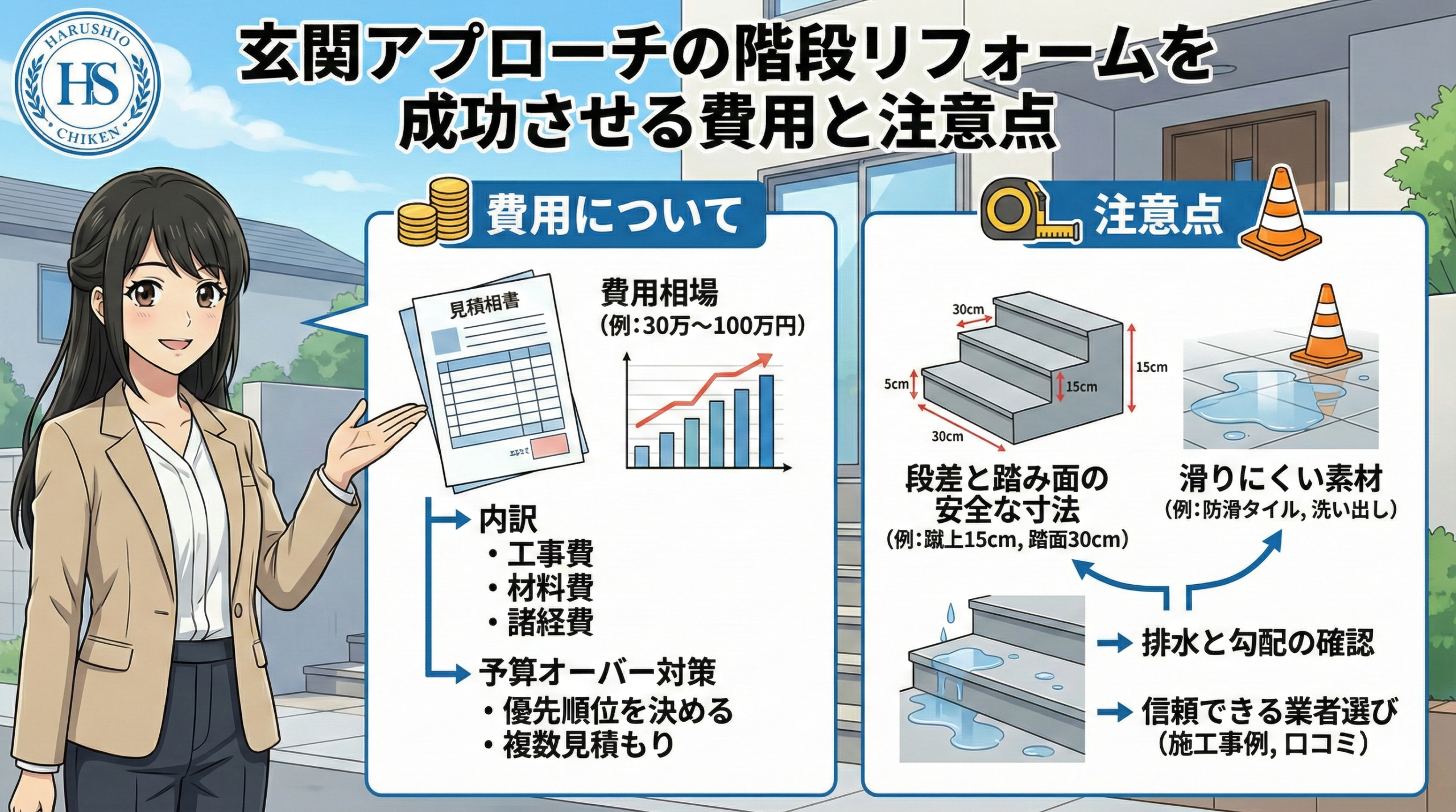 玄関アプローチの階段リフォームを成功させる費用と注意点