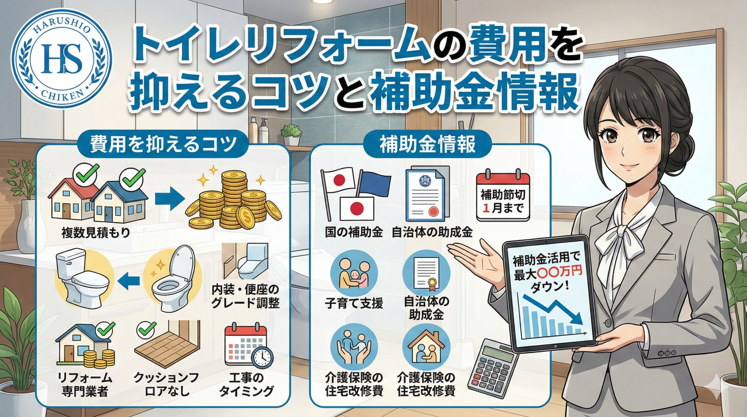 トイレリフォームの費用を抑えるコツと補助金情報