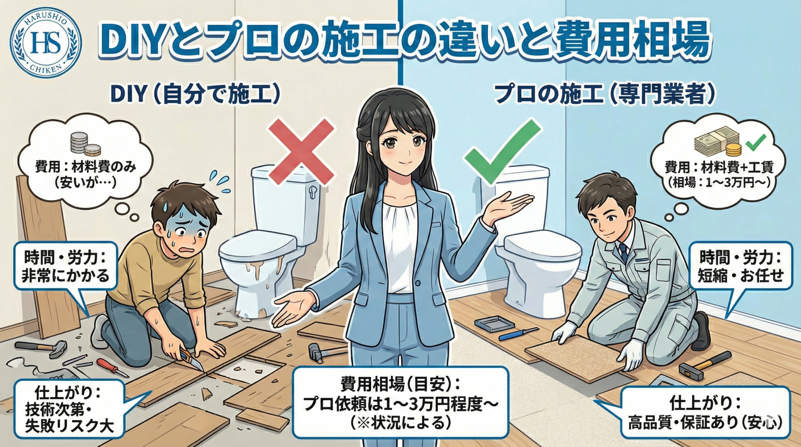 DIYとプロの施工の違いと費用相場