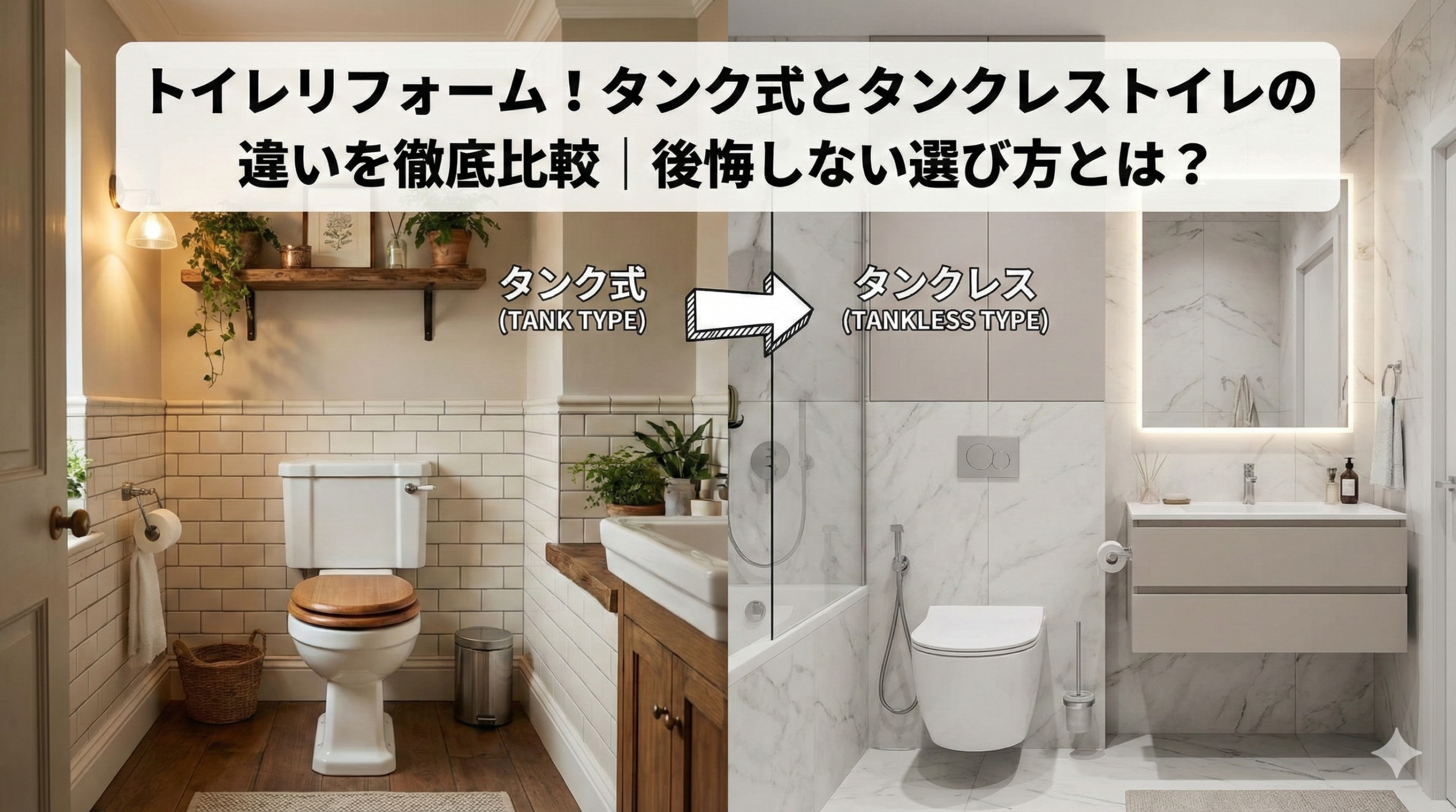 【福岡版】トイレリフォーム！タンク式とタンクレストイレの違いを徹底比較｜後悔しない選び方とは？