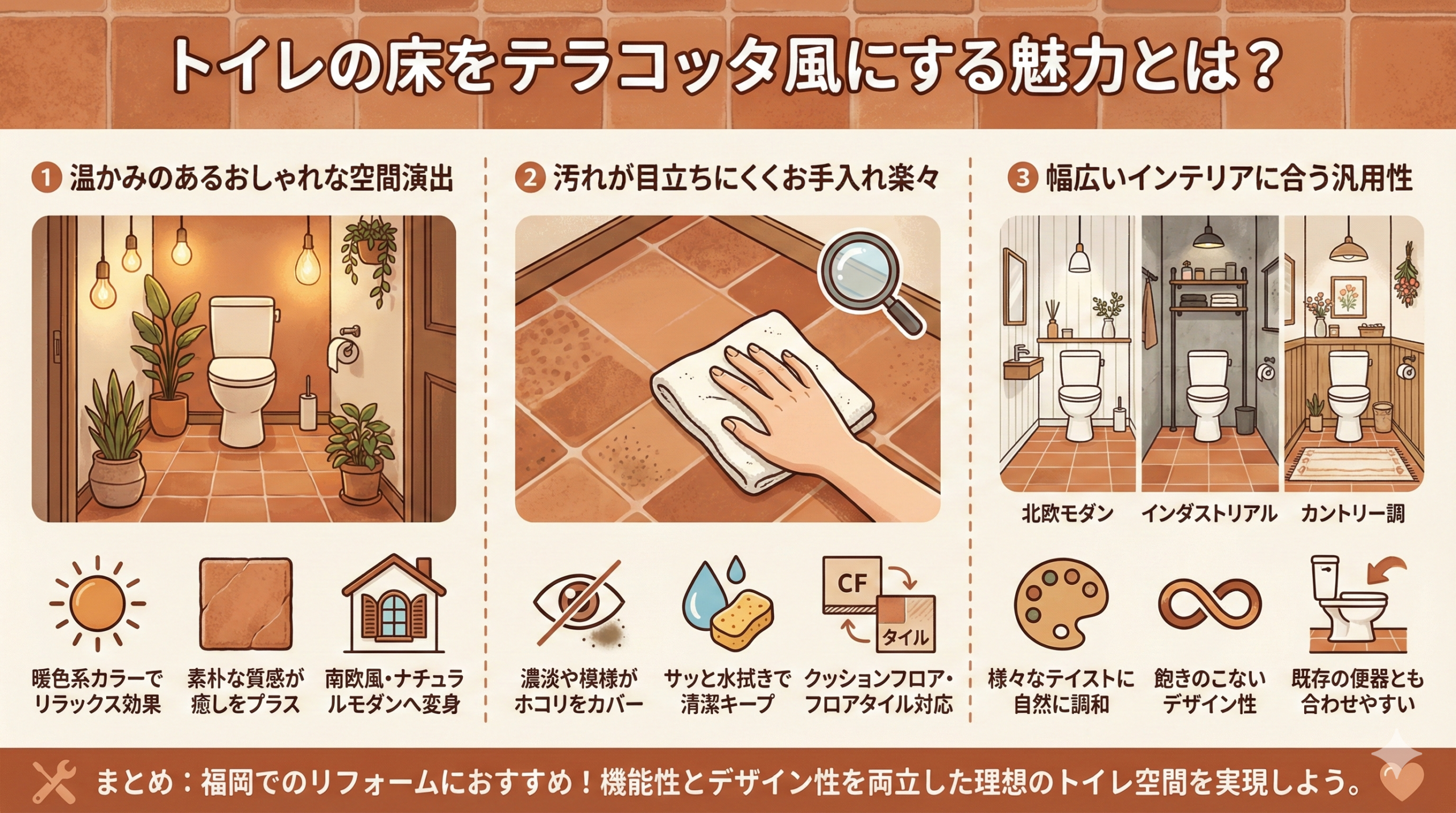 トイレの床をテラコッタ風にする魅力とは？