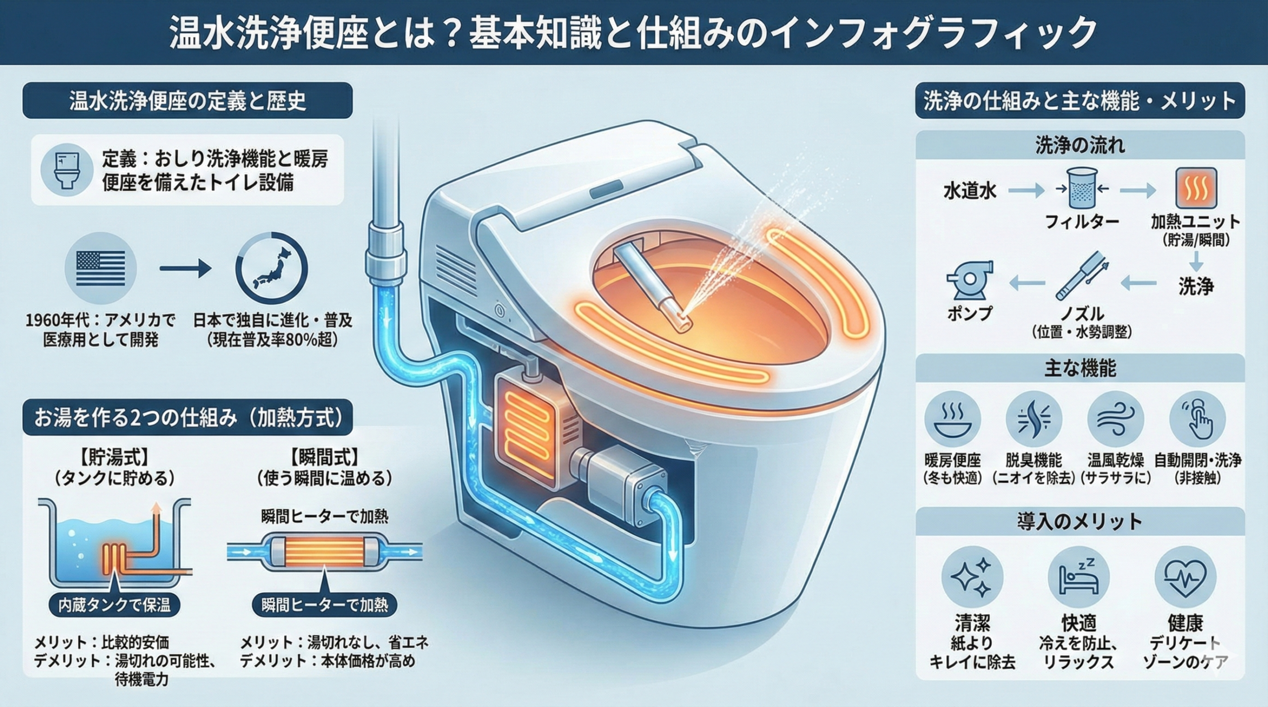 温水洗浄便座とは？基本知識と仕組みについて