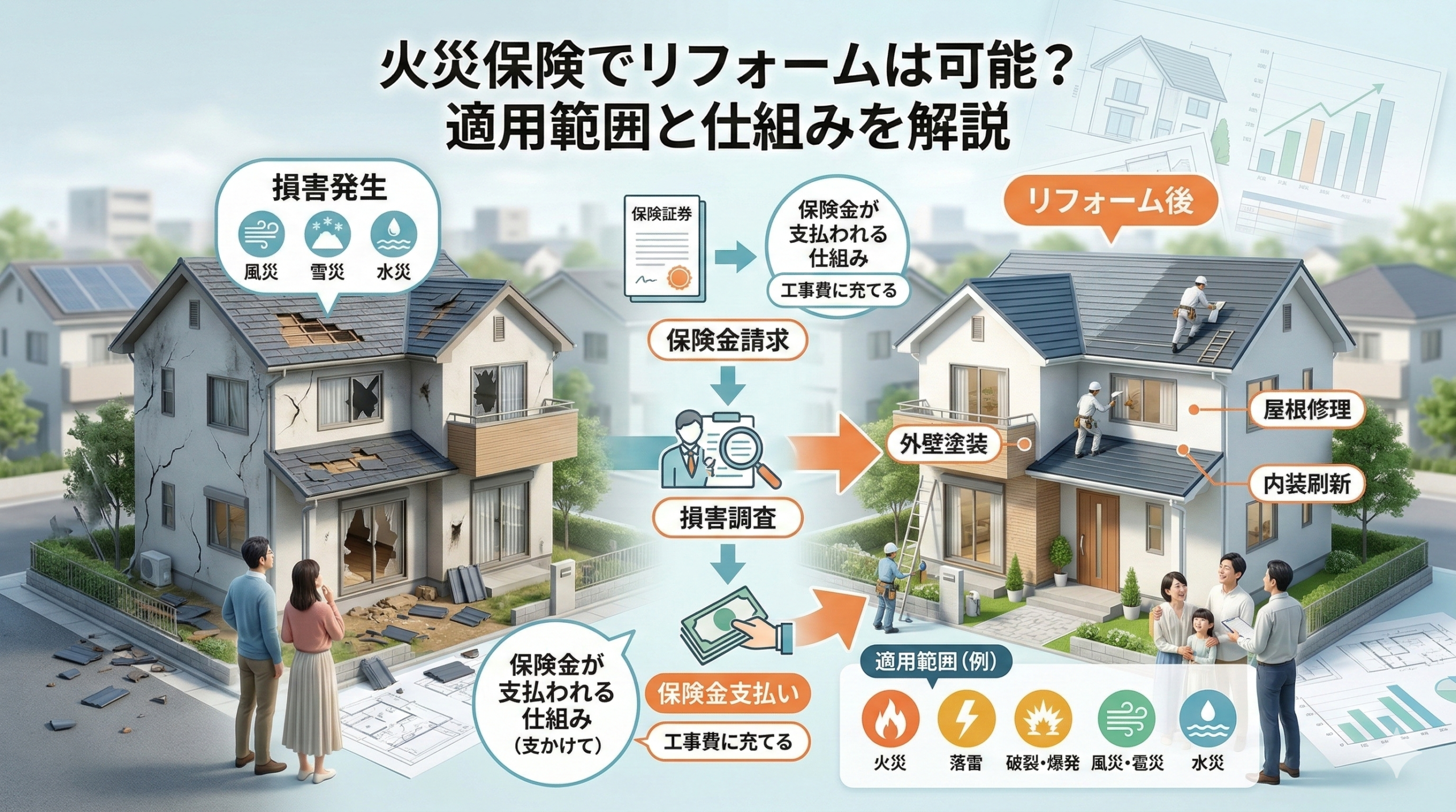 火災保険でリフォームは可能？適用範囲と仕組みを解説