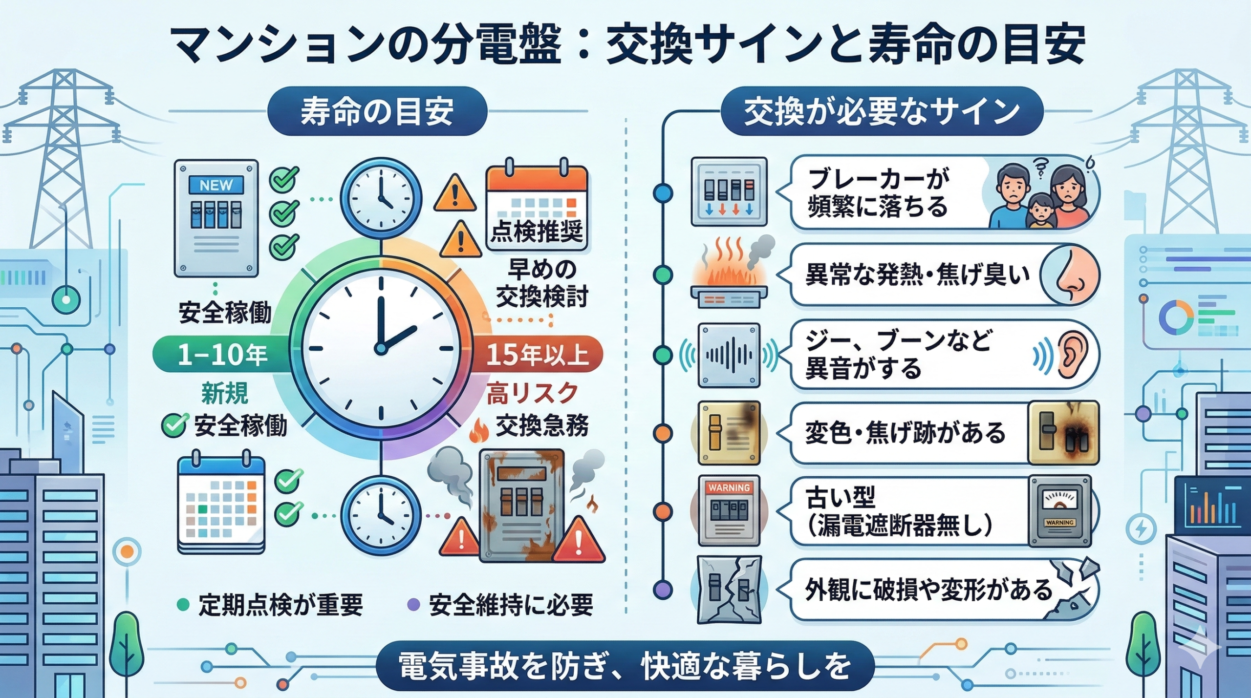 マンションの分電盤交換が必要なサインと寿命の目安