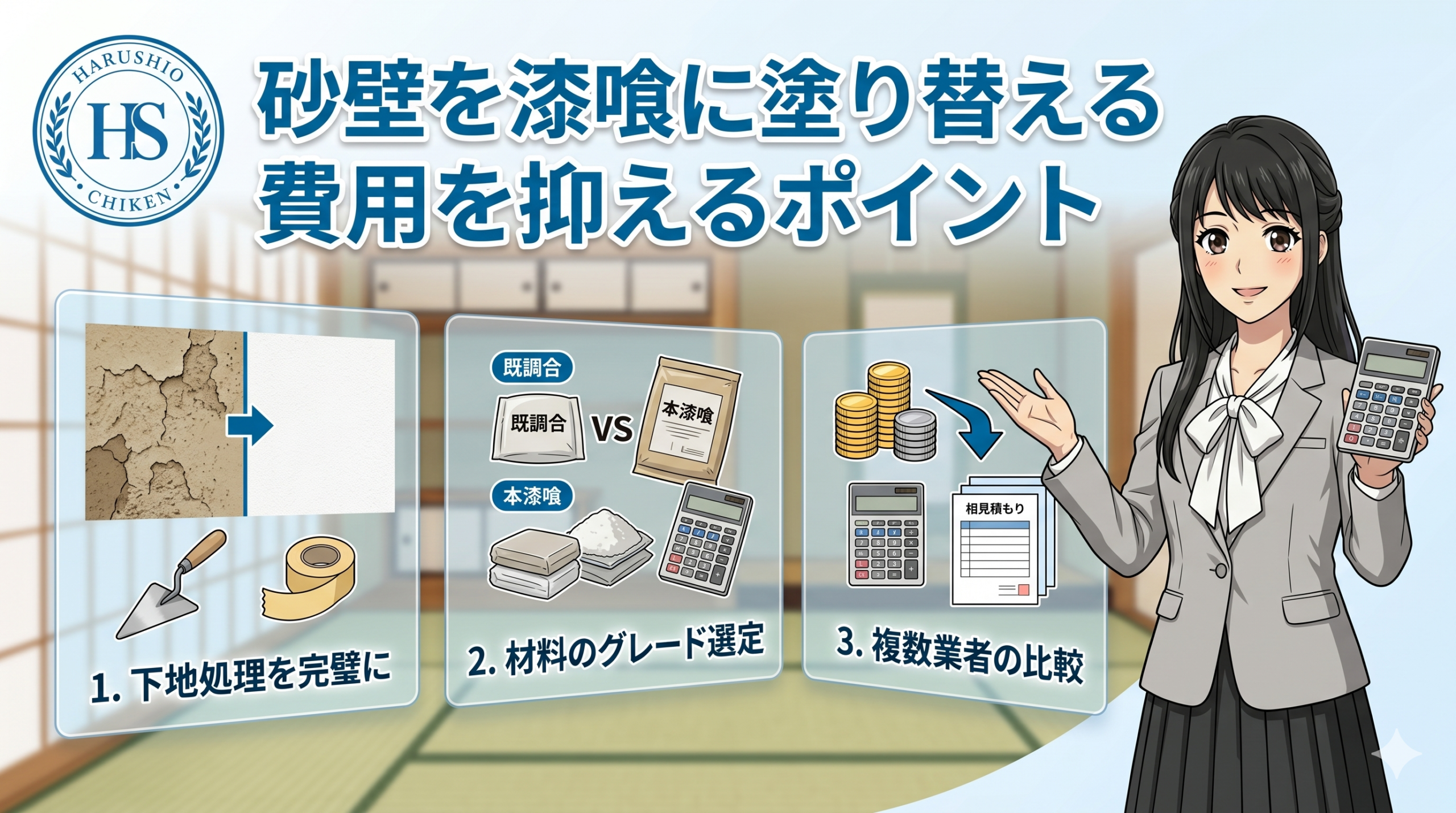 砂壁を漆喰に塗り替える費用を抑えるポイント