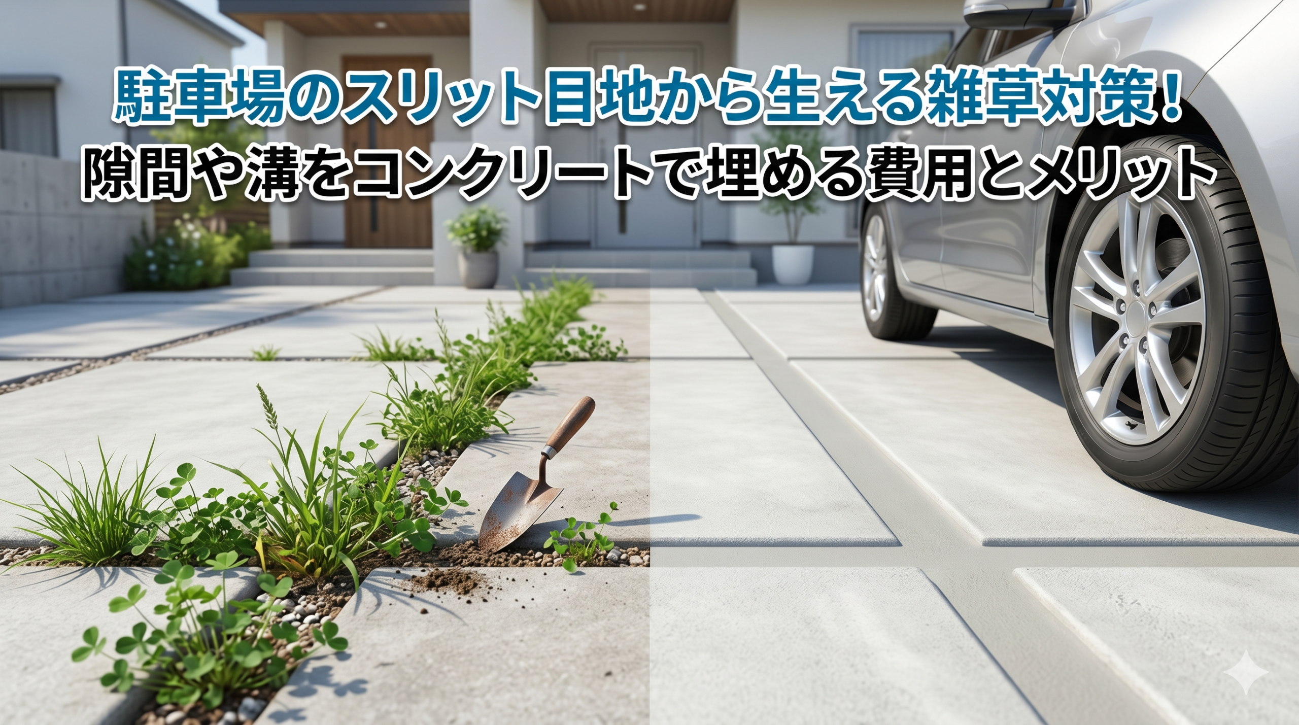 【福岡市】駐車場のスリット目地から生える雑草対策！隙間や溝をコンクリートで埋める費用とメリット