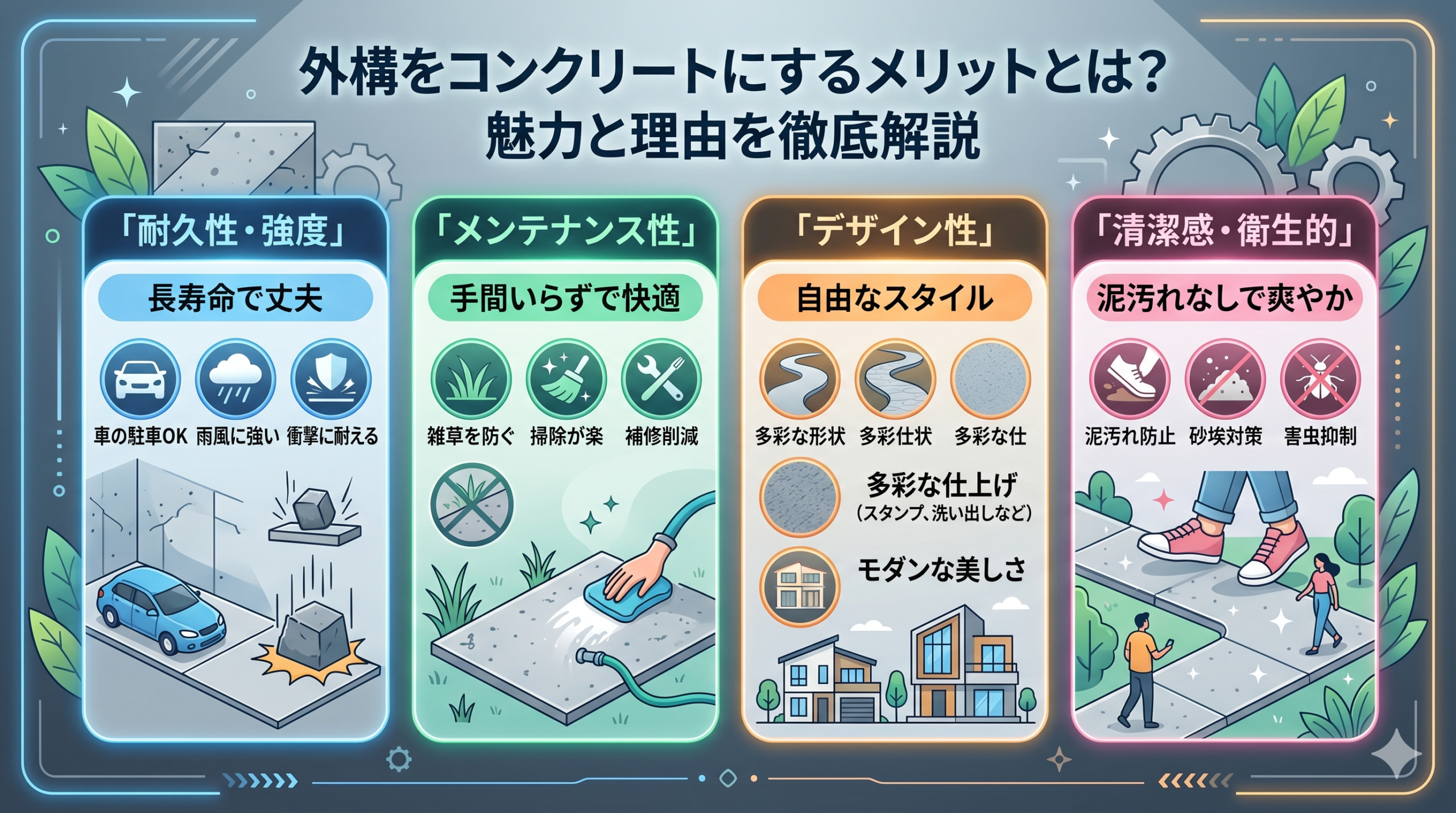 外構をコンクリートにするメリットとは？魅力と理由を徹底解説