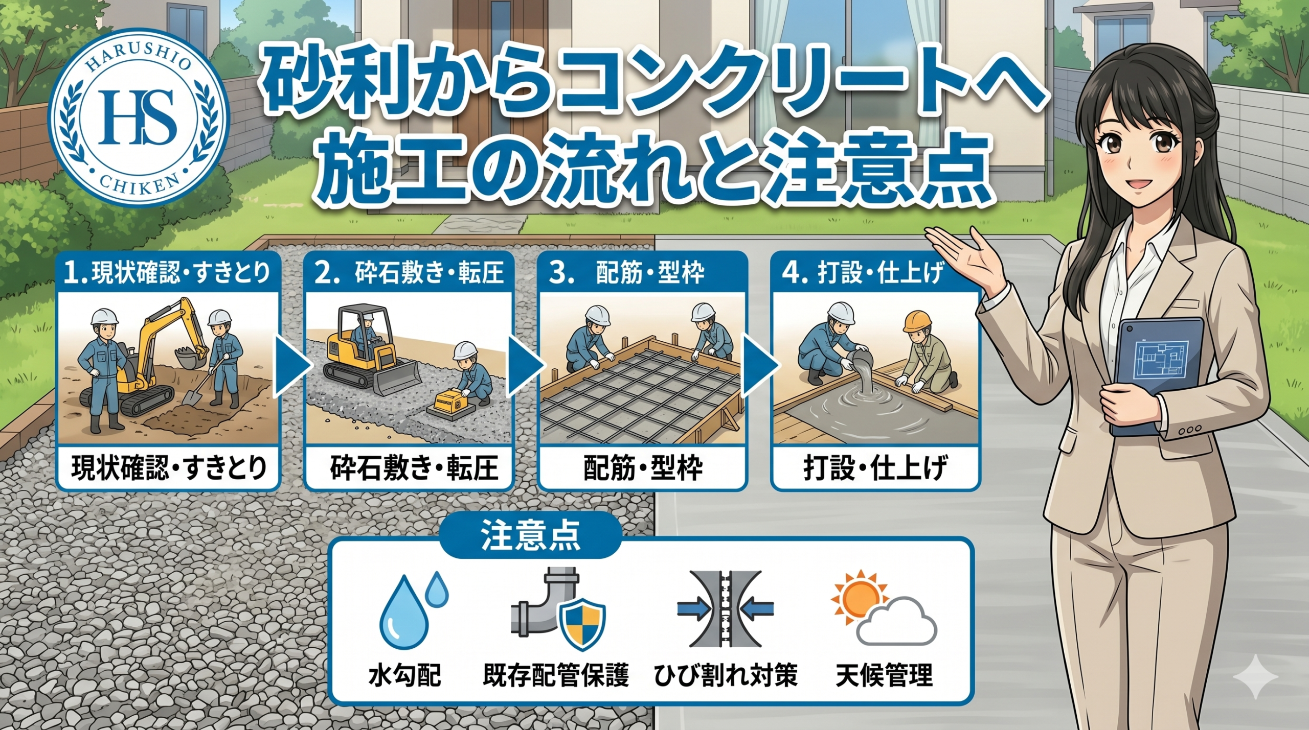 砂利からコンクリートへ施工する際の流れと注意点
