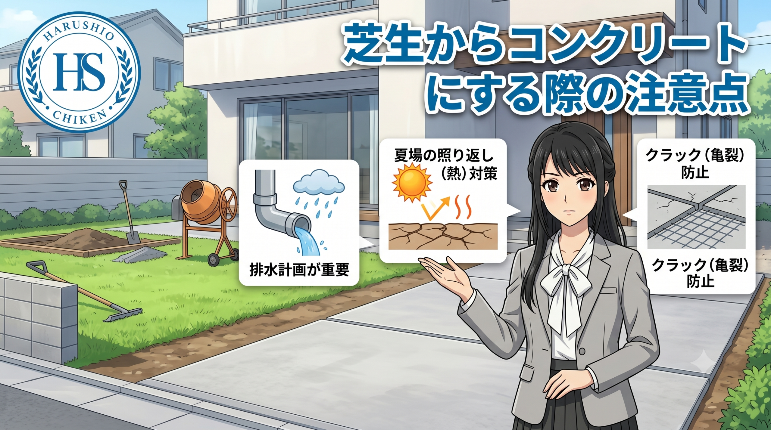 福岡県で芝生からコンクリートにする際の注意点