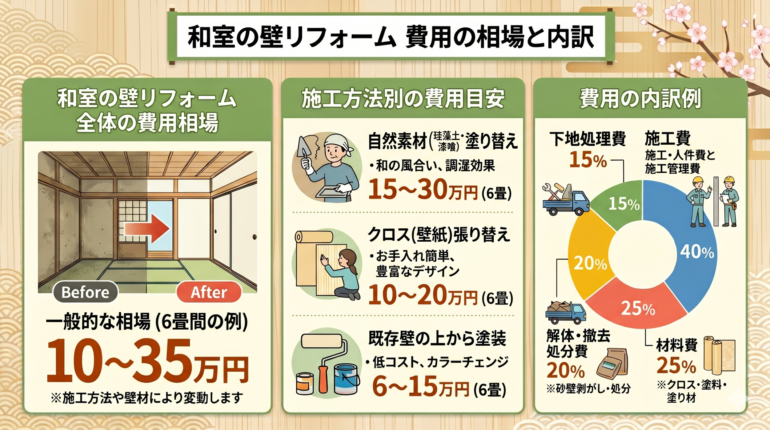 和室の壁をリフォームする費用の相場と内訳